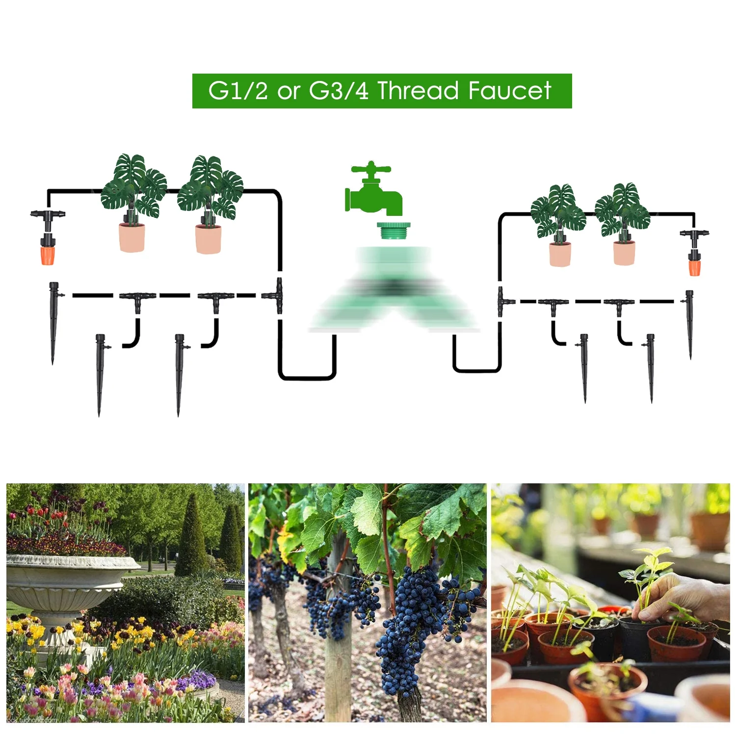 Irrigation Kit,Diy With Nozzles Kit Diy With Plant Drip Kit Meters Lawn Patio 40 Meters Lawn Drippers 40 Meters Nozzles Misters Drippers Qisuo Buzhi Kit Pl Drip Rookin Nozzles S Drippers