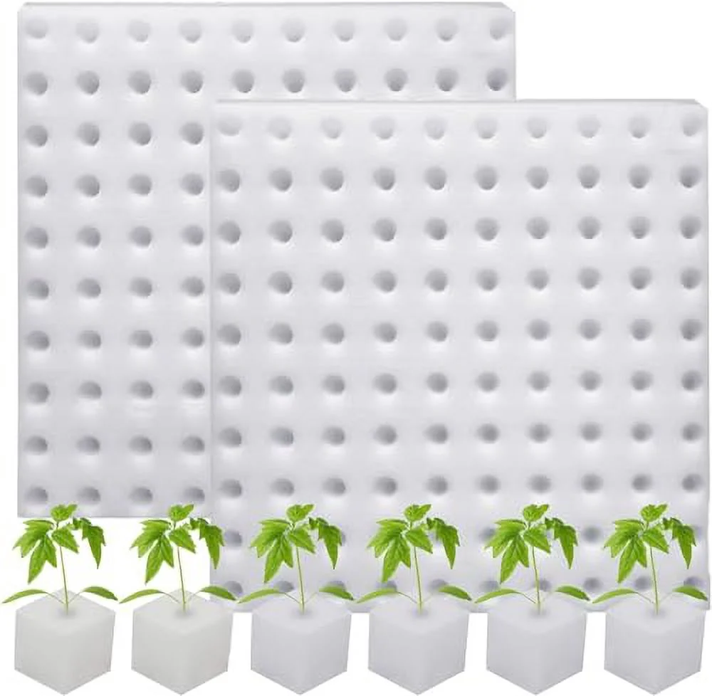 Oubit 100 Pack Hydroponic Sponge, Planting Tool Square Seedling Sponge Greenhouse Hydroponic Sponge Hydroponic Vegetable Planting Sponge Small Bud Growth