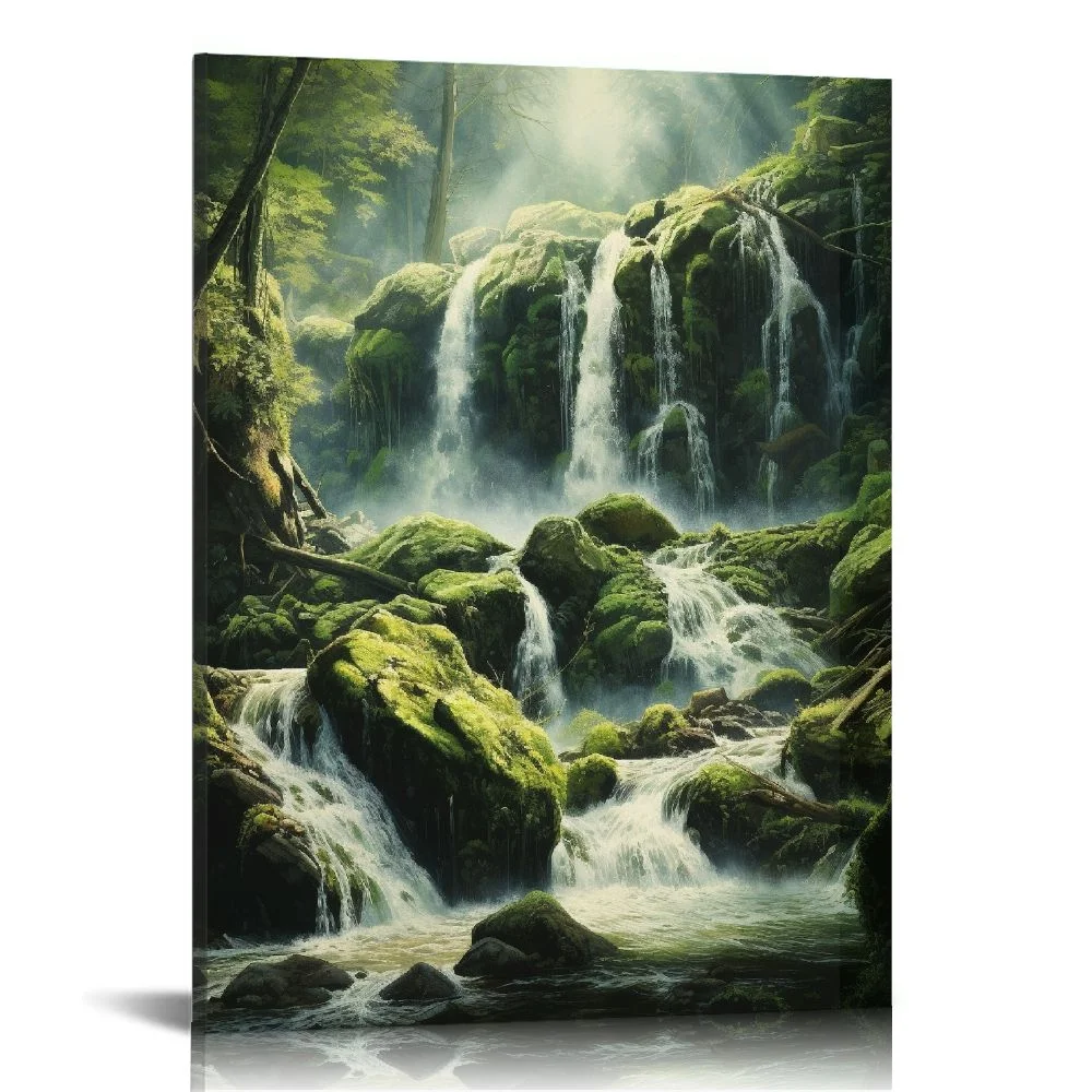 PIKWEEK Waterfall Landsscape Forest Scenery Wall Decor Art Print Poster (16x20)