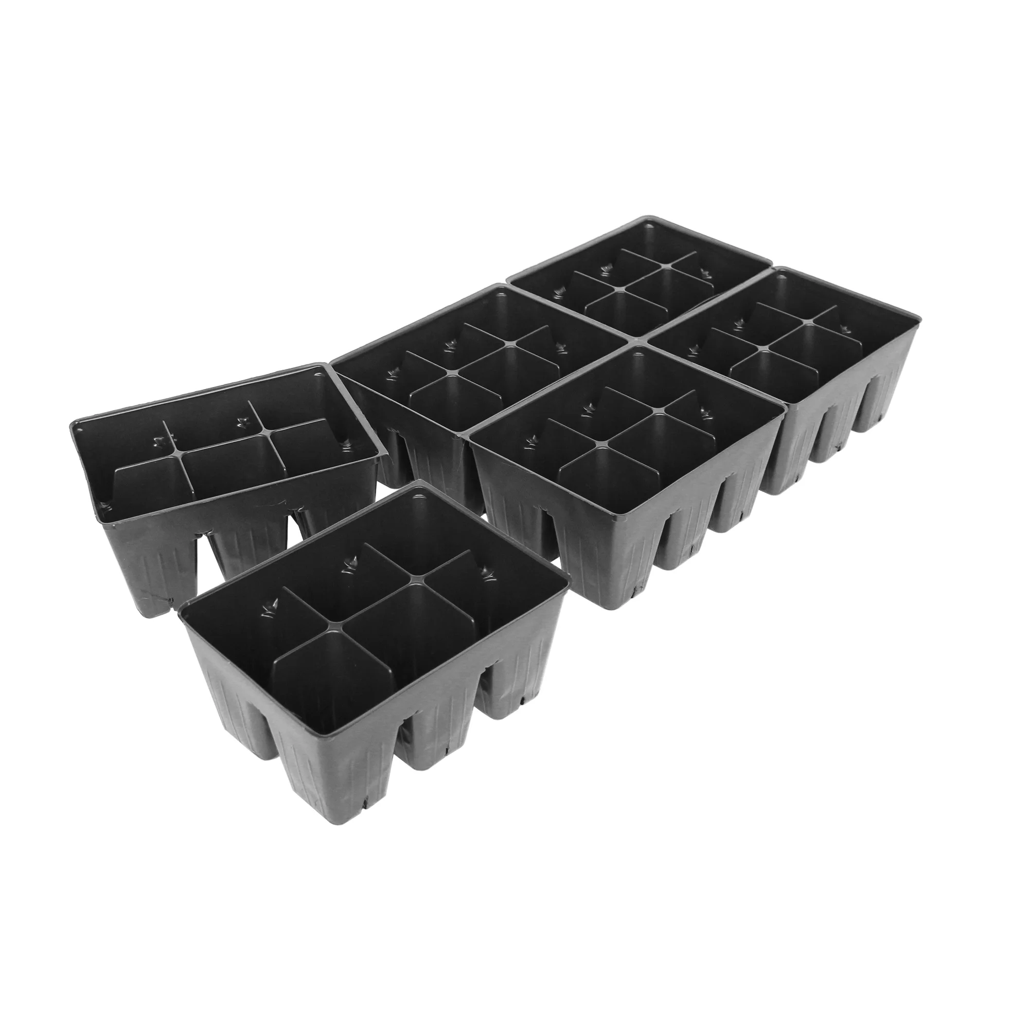 Black Plastic Garden Tray Inserts - 100 Sheets of 36 Planting Pot Cells Each - 2x3 Nested x6 Configuration - Perforated - Nursery, Greenhouse, Gardening
