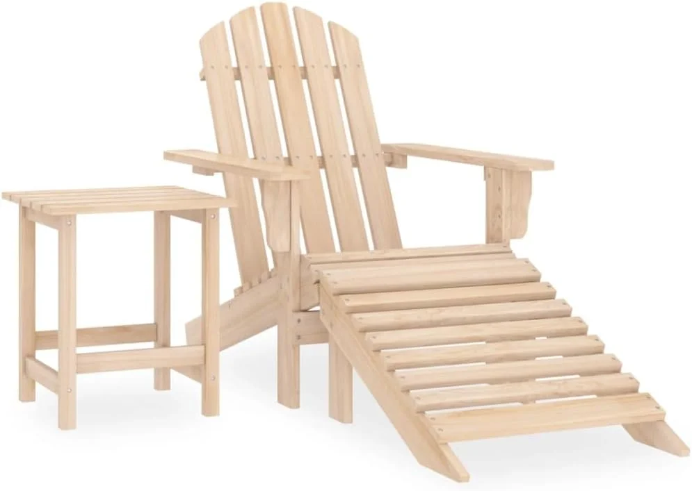 Dina Patio Adirondack Chair Patio Conversation Set Outdoor Furniture Sets Patio Lounge Set with Ottoman&Table Solid Fir Wood Gray Suitable for Terrace  Porch  Backyard  Balcony  Pools