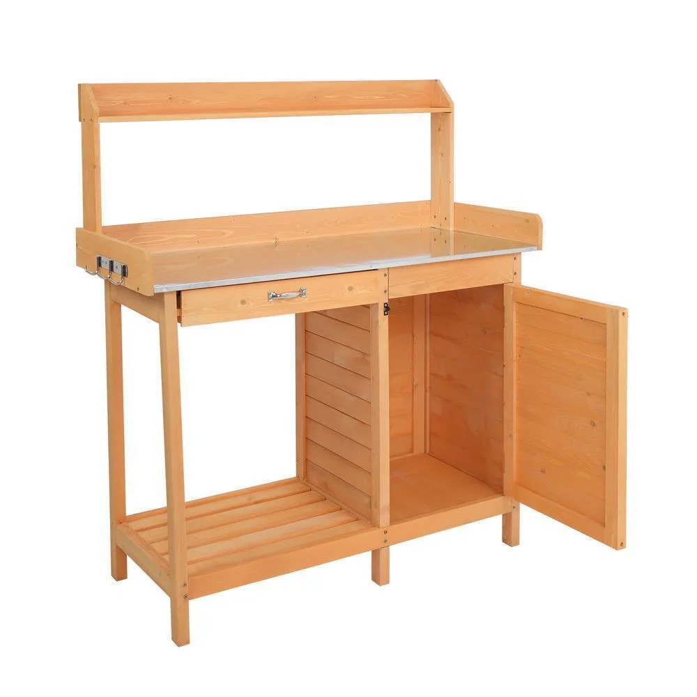 Garden Workbench with Drawers Cabinet Hooks Easy to Assemble for Planting Flower