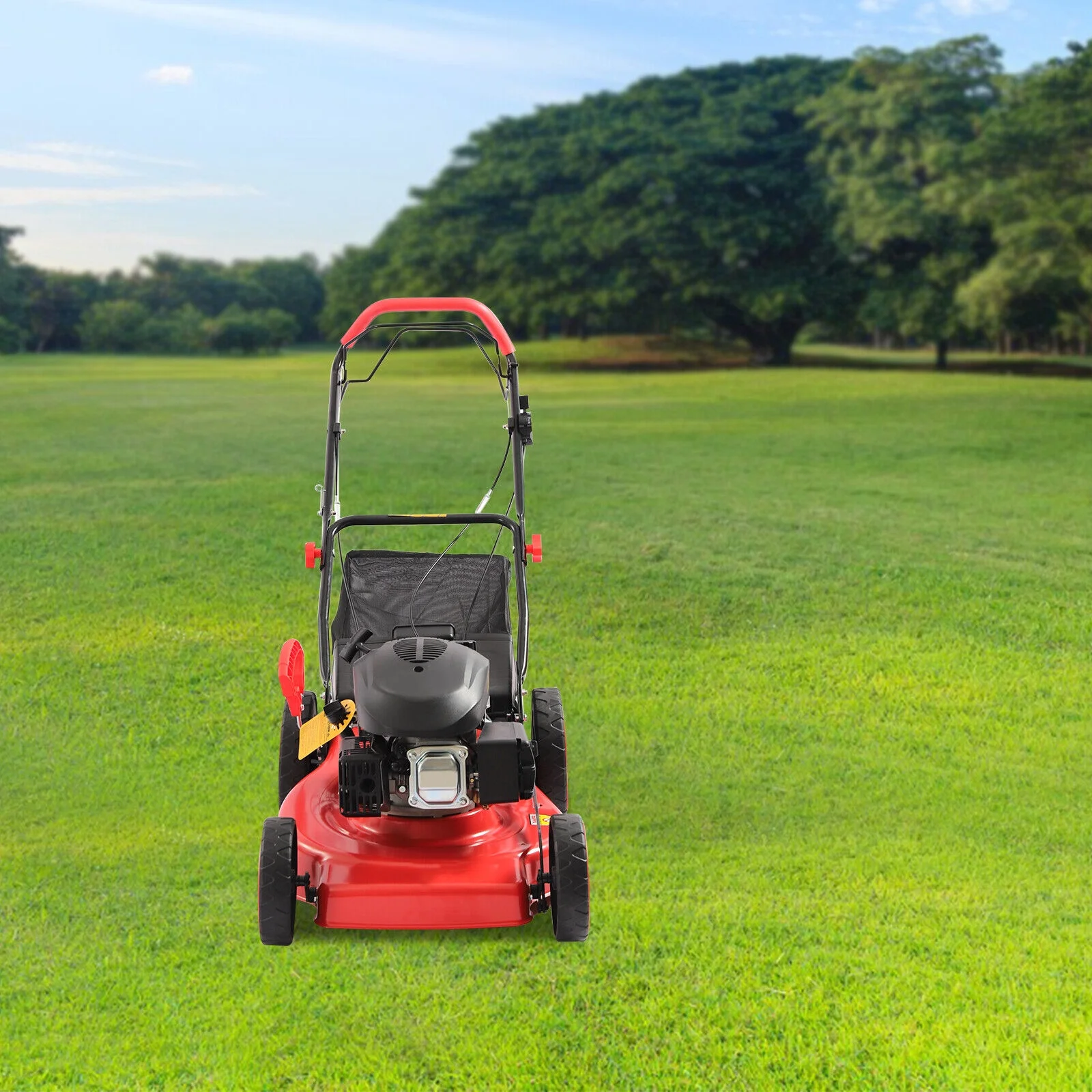 173cc 4-Stroke Engine Gas Powered Lawn Mower Walk-Behind+Grass Collecting Bag