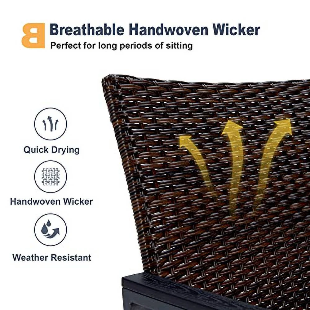 VICLLAX Outdoor Wicker Dining Chairs Set of 2 Patio Rattan Chair with Armrest for Garden Porch Backyard, Black