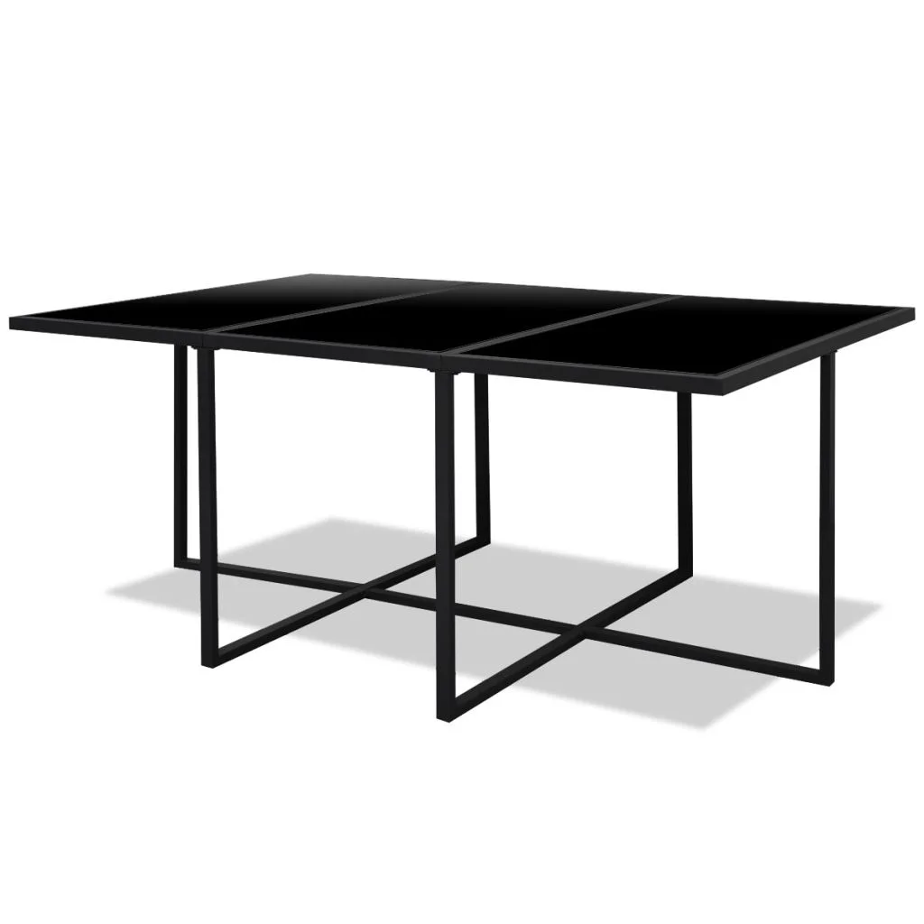 Andoer 11 Piece  Dining Set with Cushions Poly Rattan Black