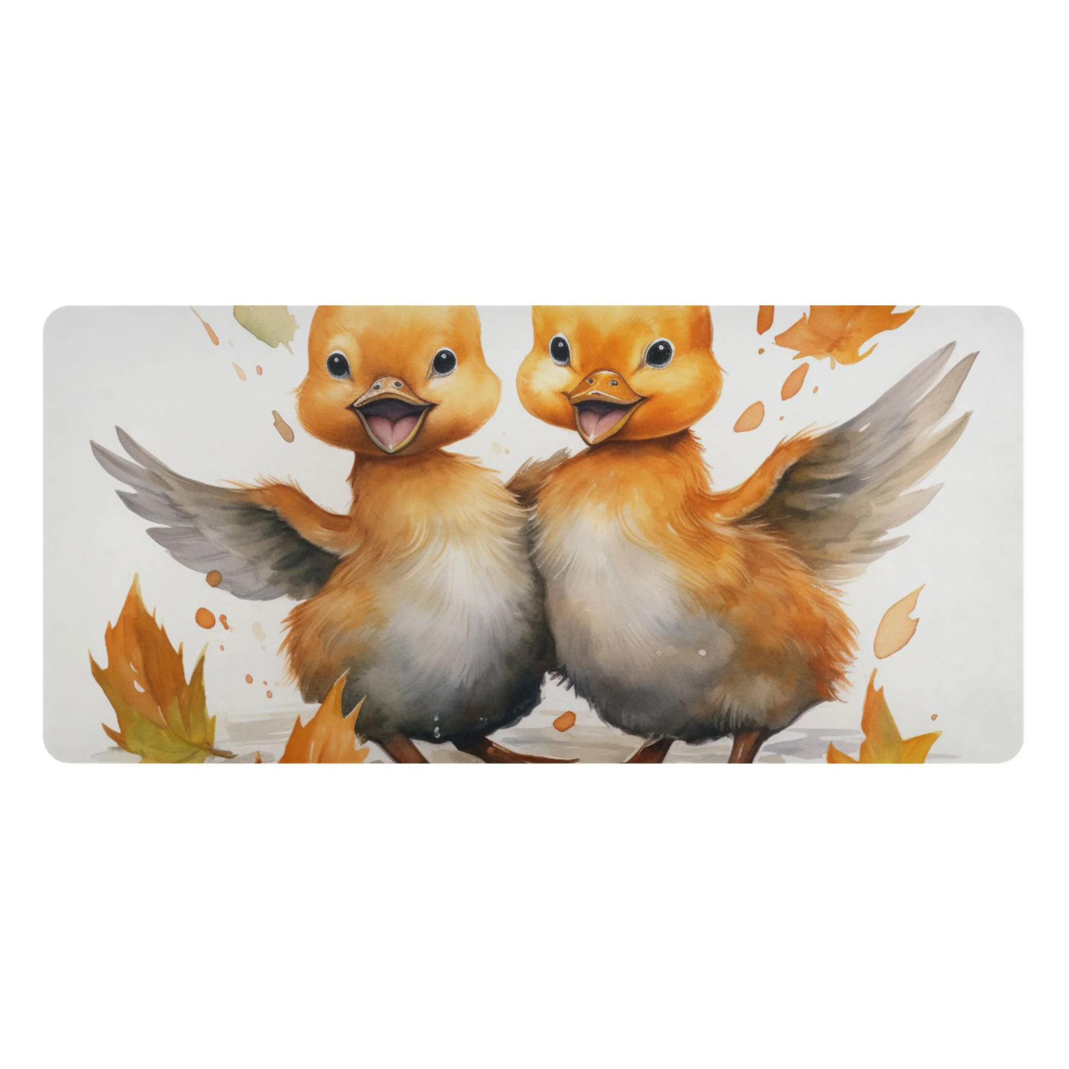 Ducks with Autumn Leaves Desk Mats Large Mouse Pad Long Keyboard Computer Rubber Base Non-Slip Mats Accessories Decor for Office Home 16.5