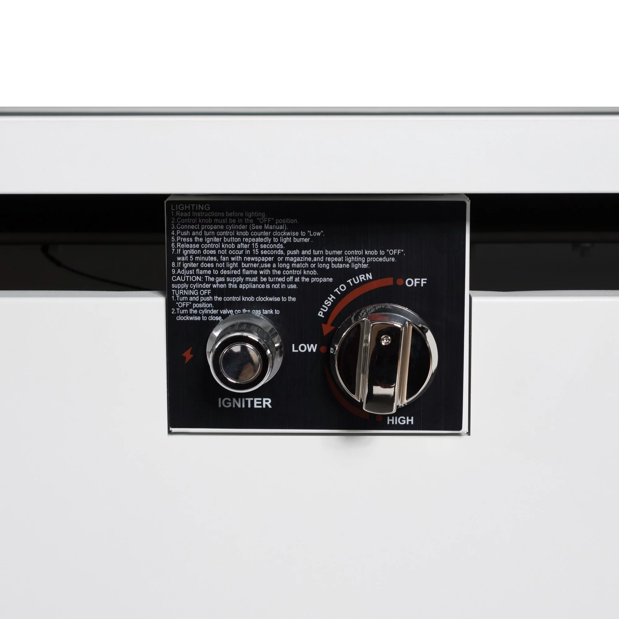 Living Source International LSI 42 White Smoked Glass Metal Rectangle Fire Pit Black