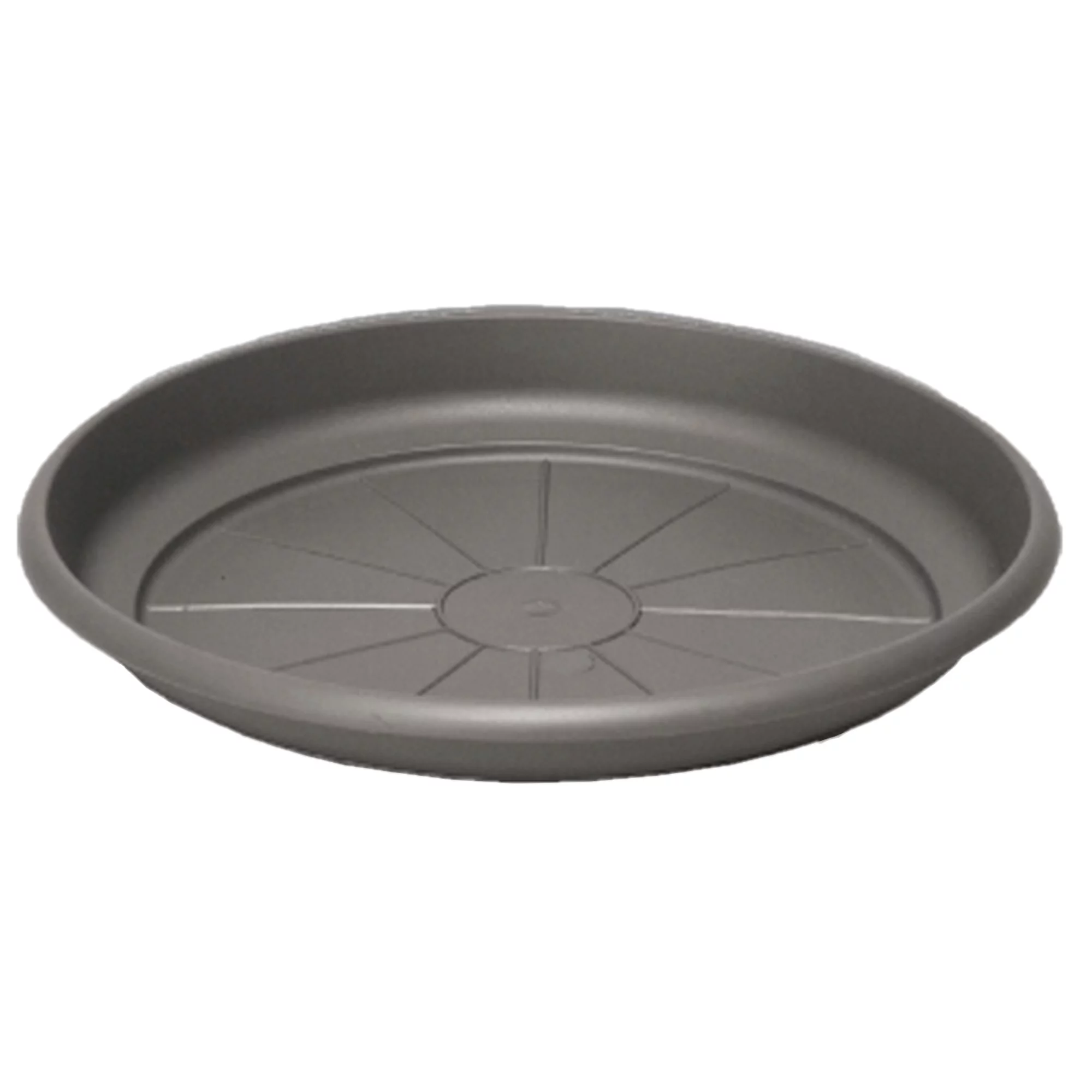 Crescent Garden In/Outdoor Emma Round Plastic Flower Pot Charcoal Colored Saucer, 15 Inches