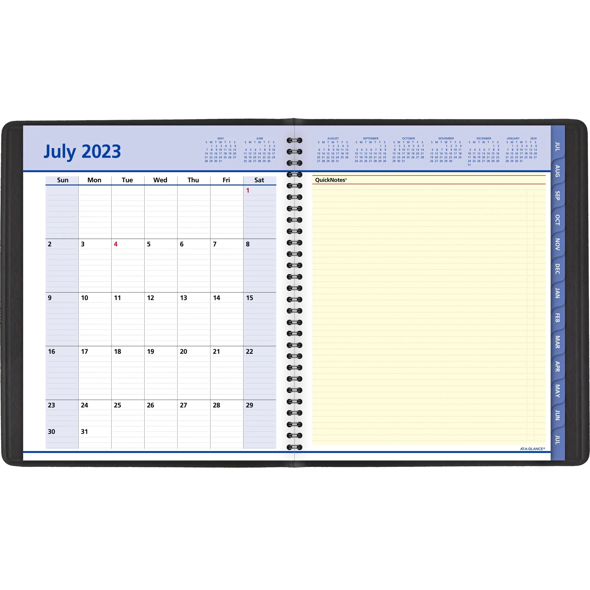 AT-A-GLANCE QuickNotes Academic 2023-2024 Weekly Monthly Planner Black Large 8 x