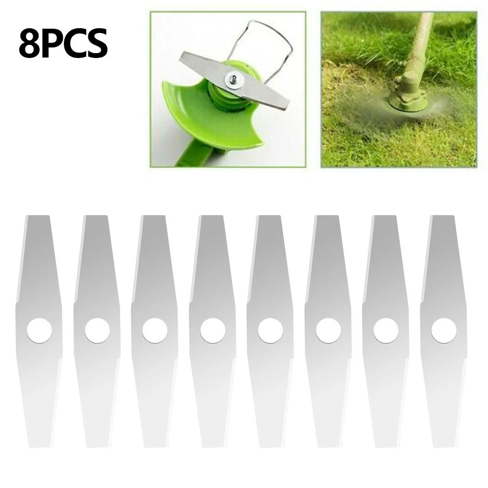 QIFEI 8Pcs Metal Grass String Trimmer Head Replacement Saw Blades Lawn Mower Fittings Silver