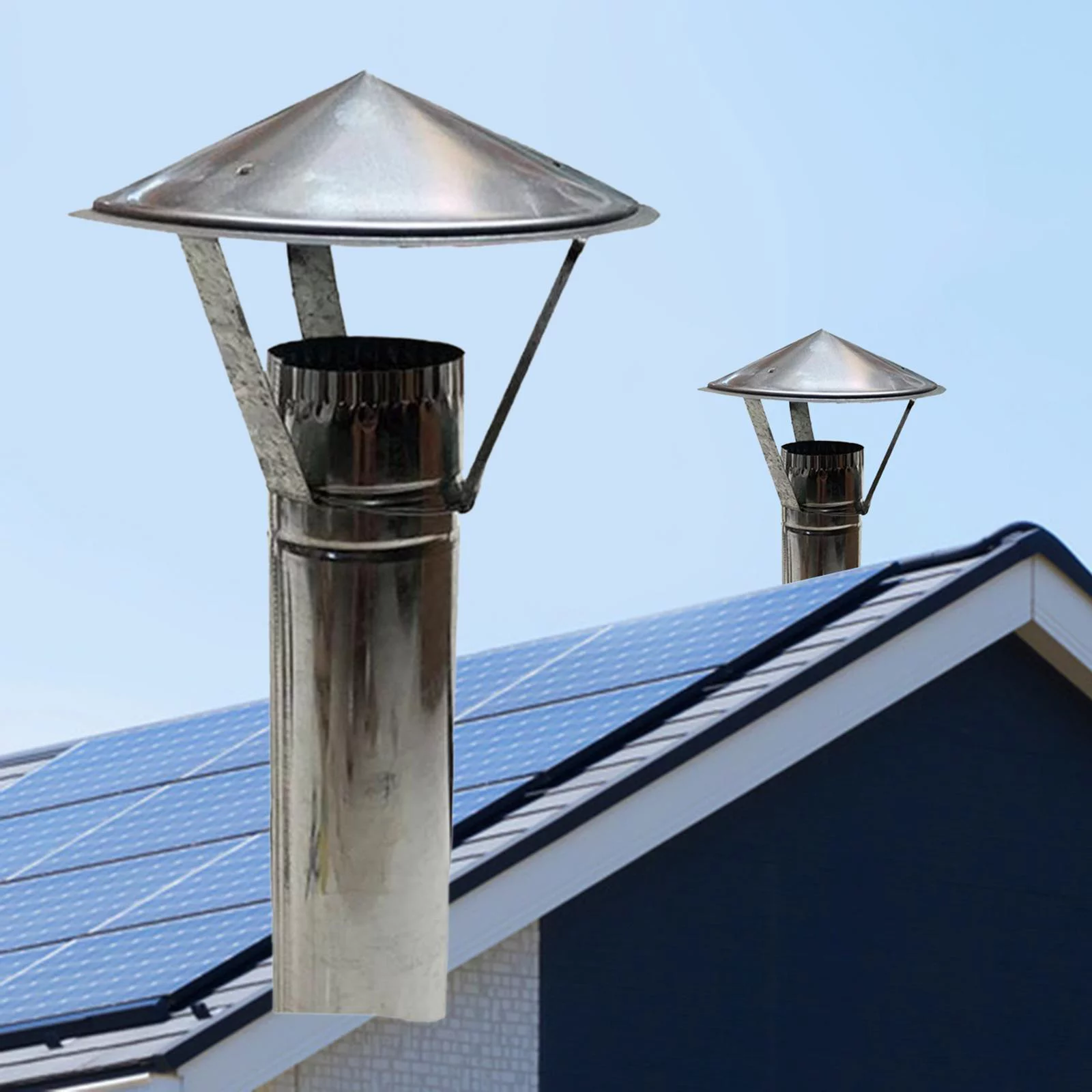 Multifunction Chimney Rain Cover Replacement Breathable Pipe Hat Detachable Exhaust Pipe Rain Hat Chimney Cover for Farmhouse Heating