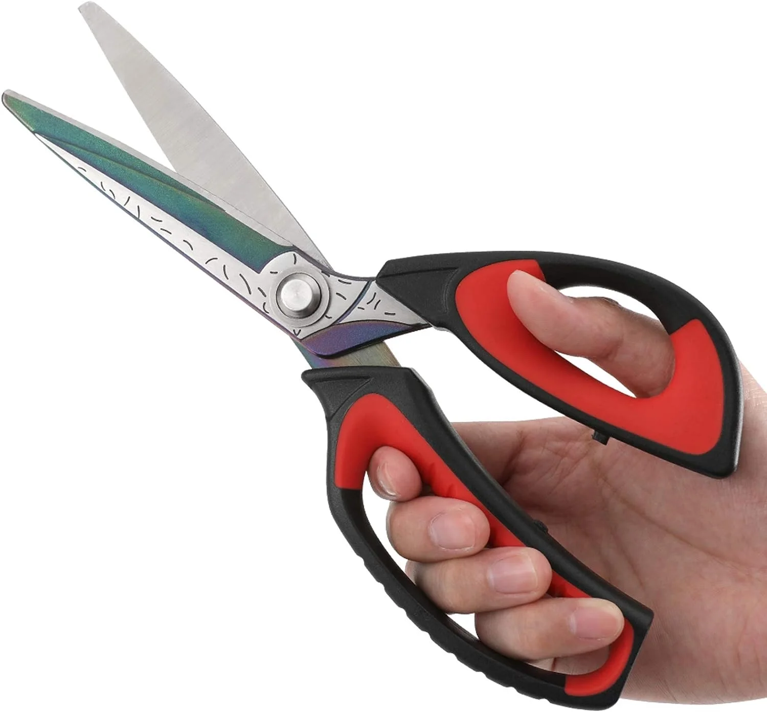 Multipurpose Heavy Duty Scissors, Premium Titanium Coating Forged Stainless Steel Tool Industrial Shears for Household Pruning, Gardening, Fabric
