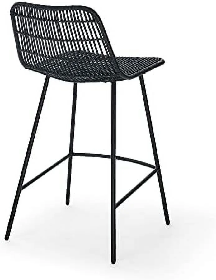 DIKTESSE Rattan Chair   Mid Century Modern Dining Stools  Rattan Wicker High Back Chair