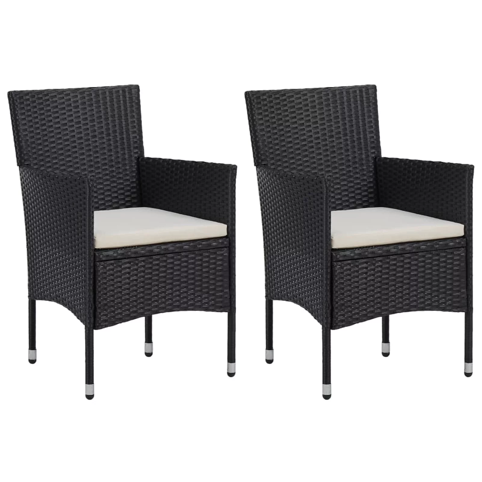 moobody Patio Dining Chairs 2pcs Poly Rattan Black