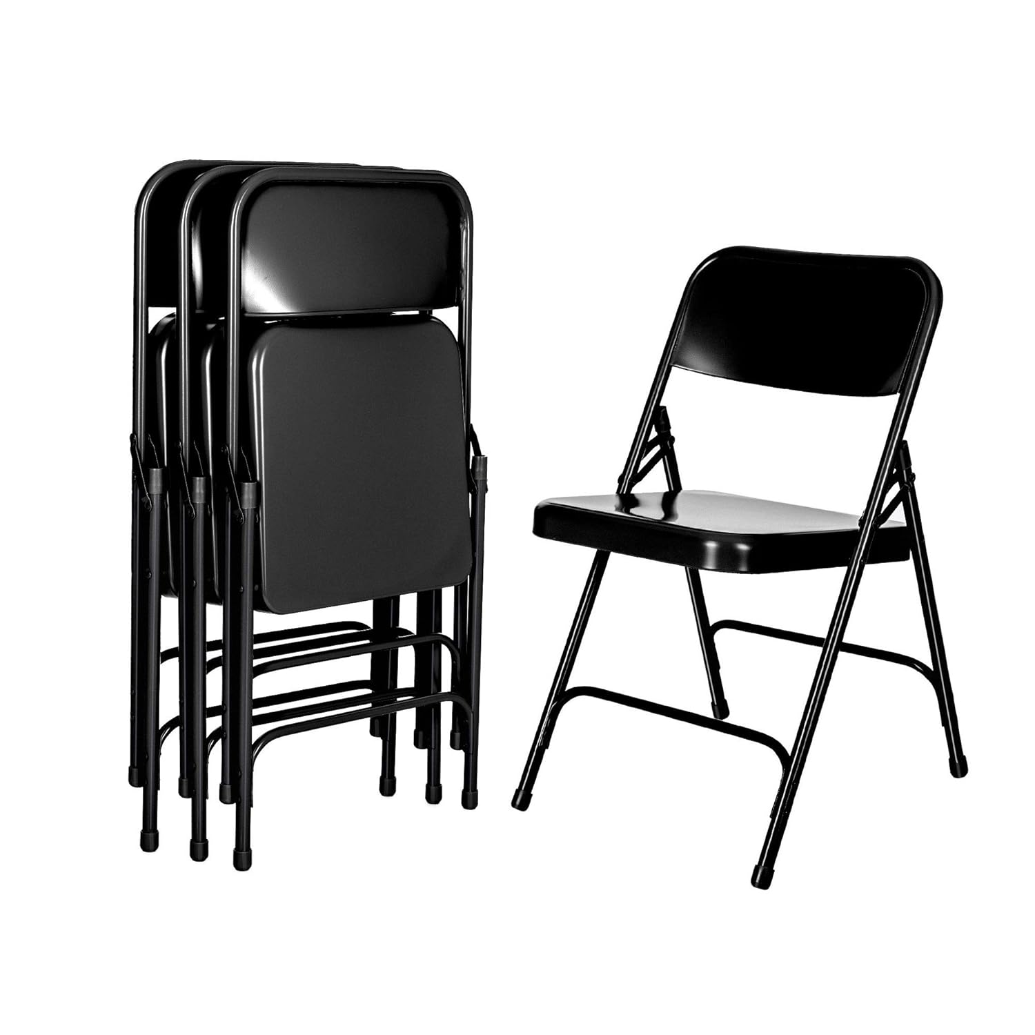 Heavy Duty Double Hinge Steel Folding Chair, Black