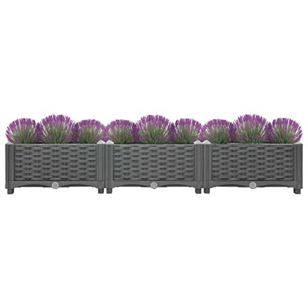 Garden Raised Beds | Plastic Patio Planters for Flowers Plants Vegetables Herbs | Outdoor Raised Planter Boxes for Backyard Yard Deck Balcony | Dark Gray Polypropylene 47.2