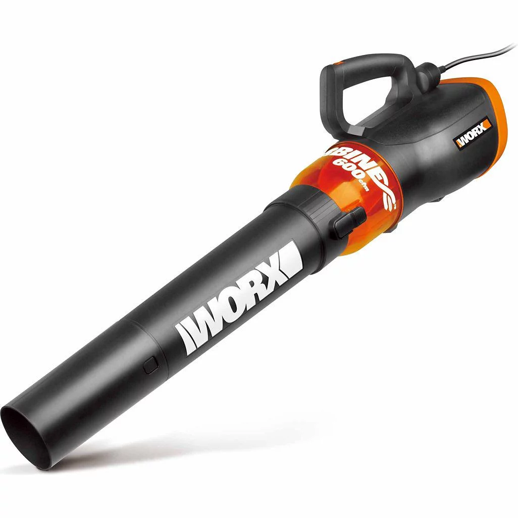 WORX Turbine 600 Electric Leaf Blower, 12A, 110 MPH, 600 CFM, Axial Fan, Variable Speed
