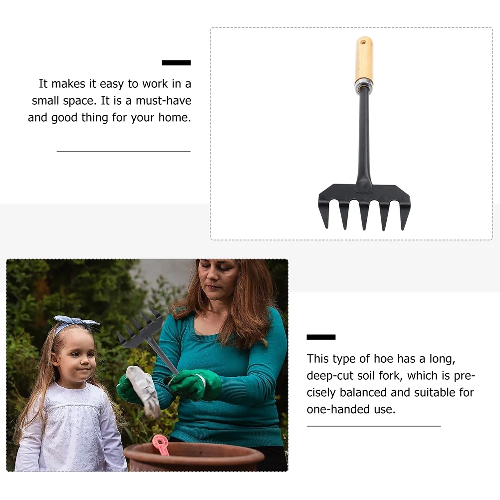 2 Pcs Trenching Tools Gravel Rake Gardening Iron Wood Child