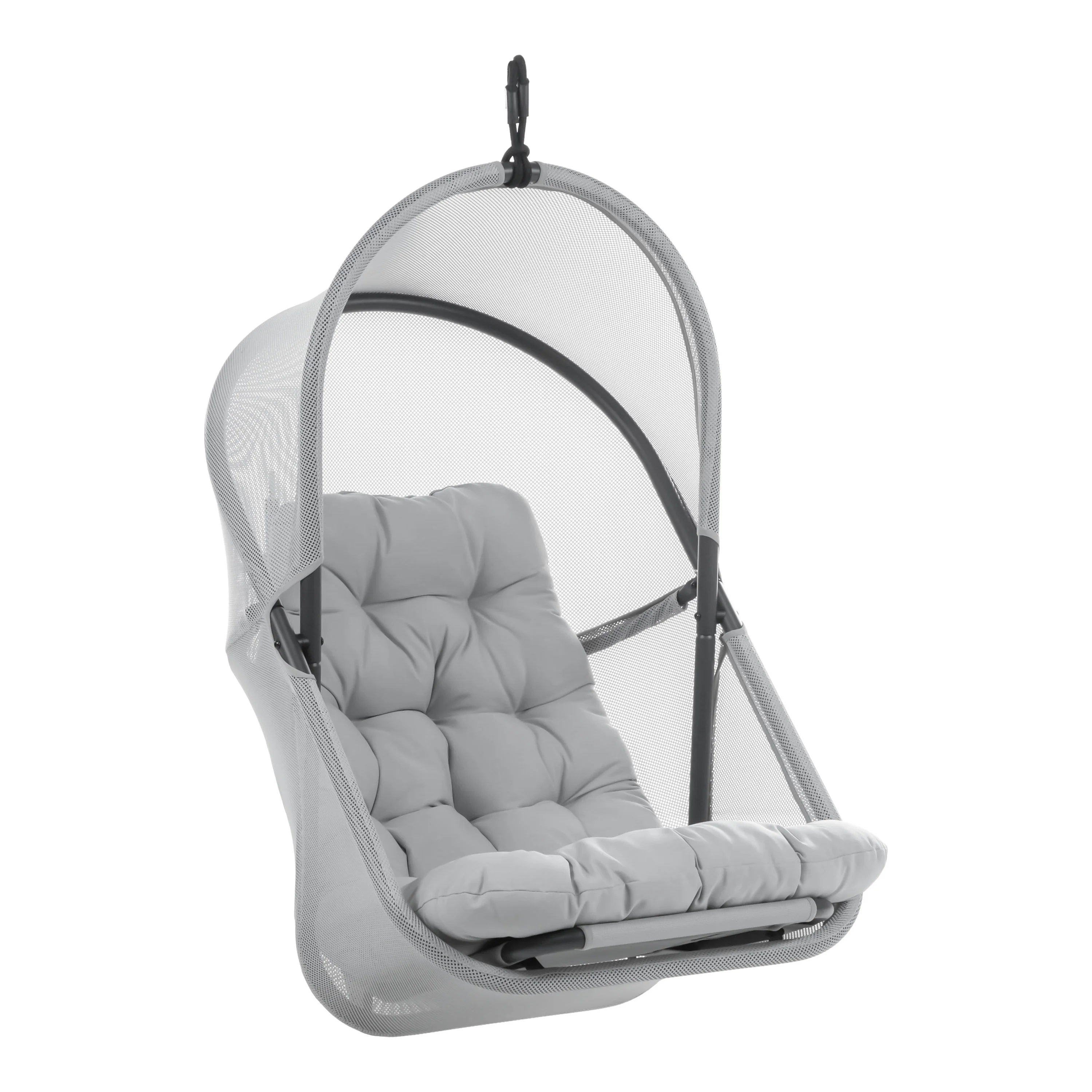 Furniture of America Drift UV-Resistant Patio Foldable Swing Chair with Cushion, Light Gray