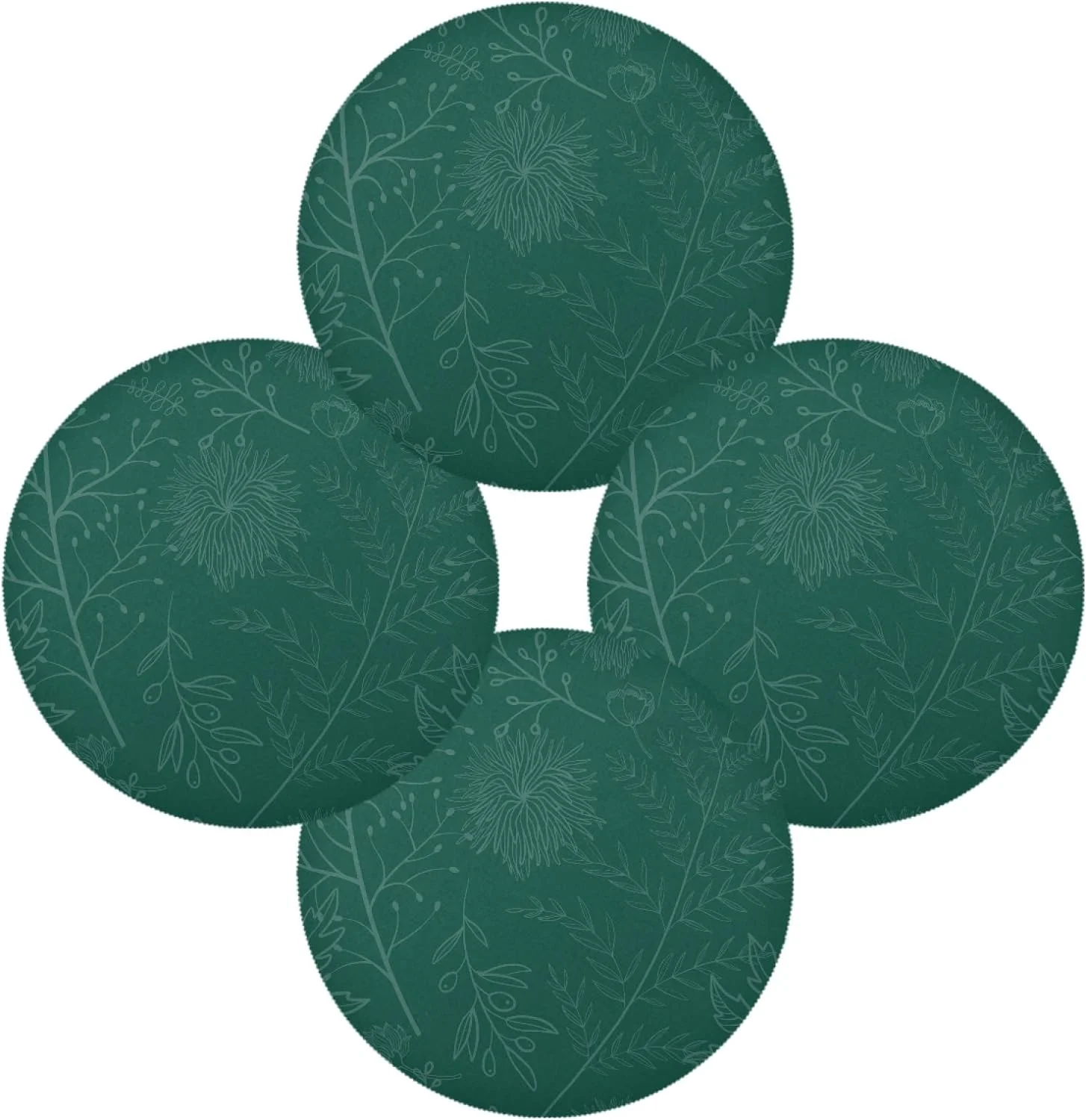 Hidove Hunter Green Round Placemats Durable Non-Slip Table Mat Heat and Stain Resistant Placemat for Kitchen Table Decoration Outdoor BBQ Activities(4PCS)