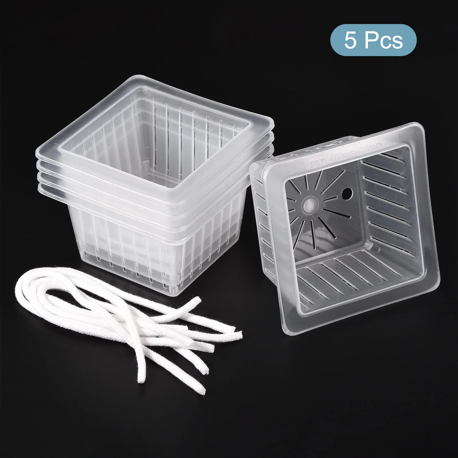 Uxcell 4.13'' with Rope Garden Mesh Cup Net Pots for Home Vegetable Flower Planting Plastic Transparent 5pcs