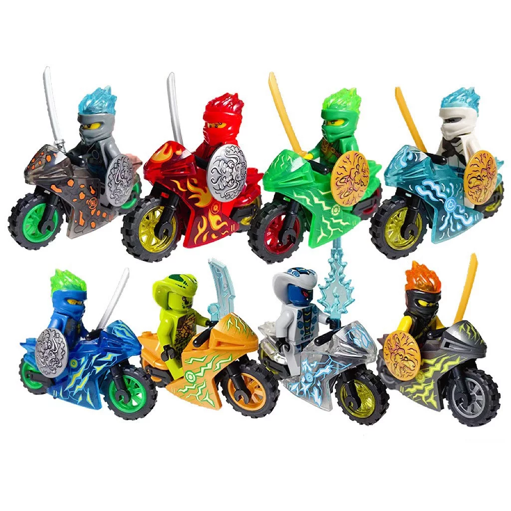 8 Pcs Ninjia Warrior Minifigures Building Blocks Kit Set,Ninja Moto Figures Toys Gifts for Birthday, Christmas, Easter, Presents for Fans and Boys