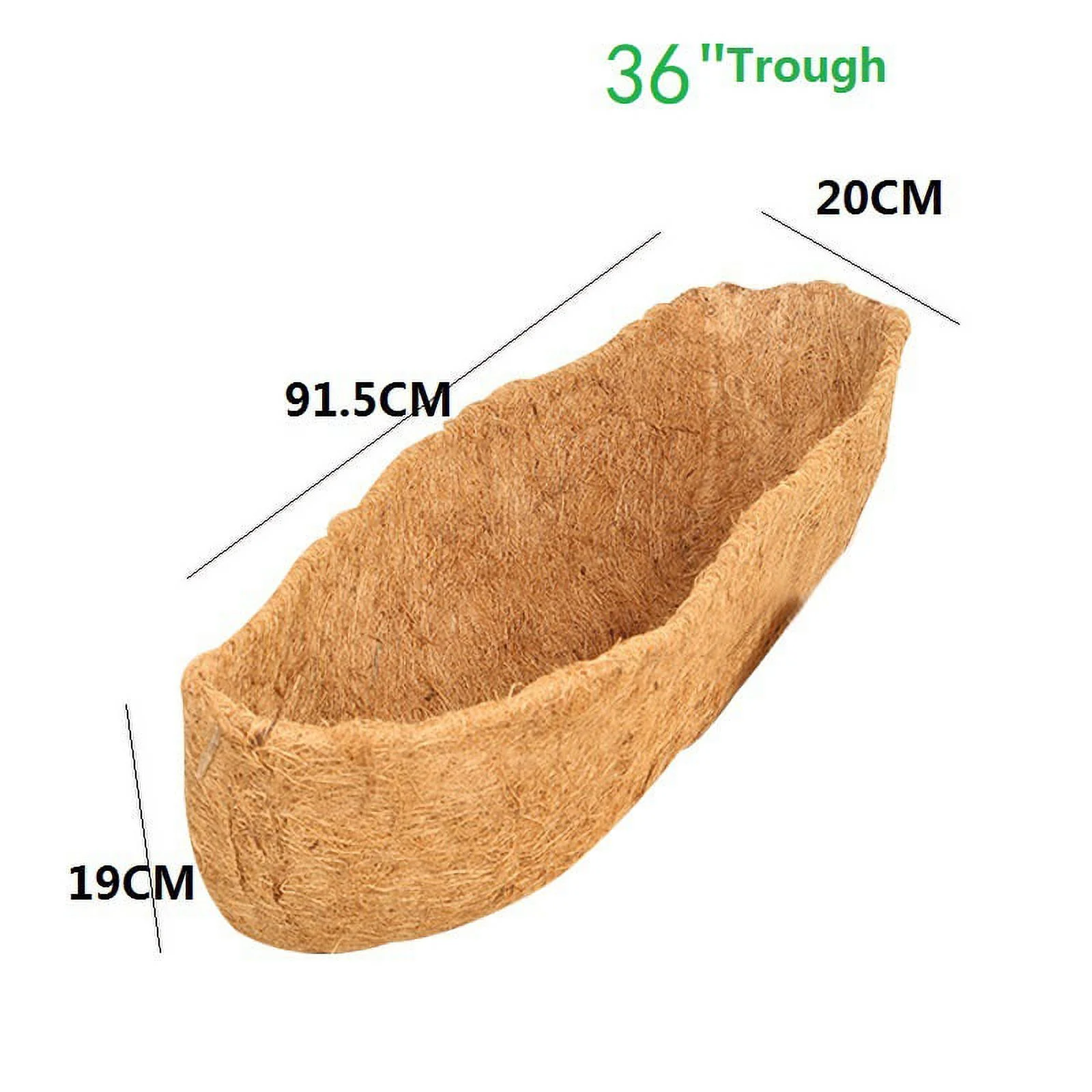 Namzi 2PCS Coco Liner Trough Coco Liner for Planters, 36inch Half Moon Shape Trough Coco Coir Coconut Fiber Replacement Liner for Window Box, Wall Trough Planter