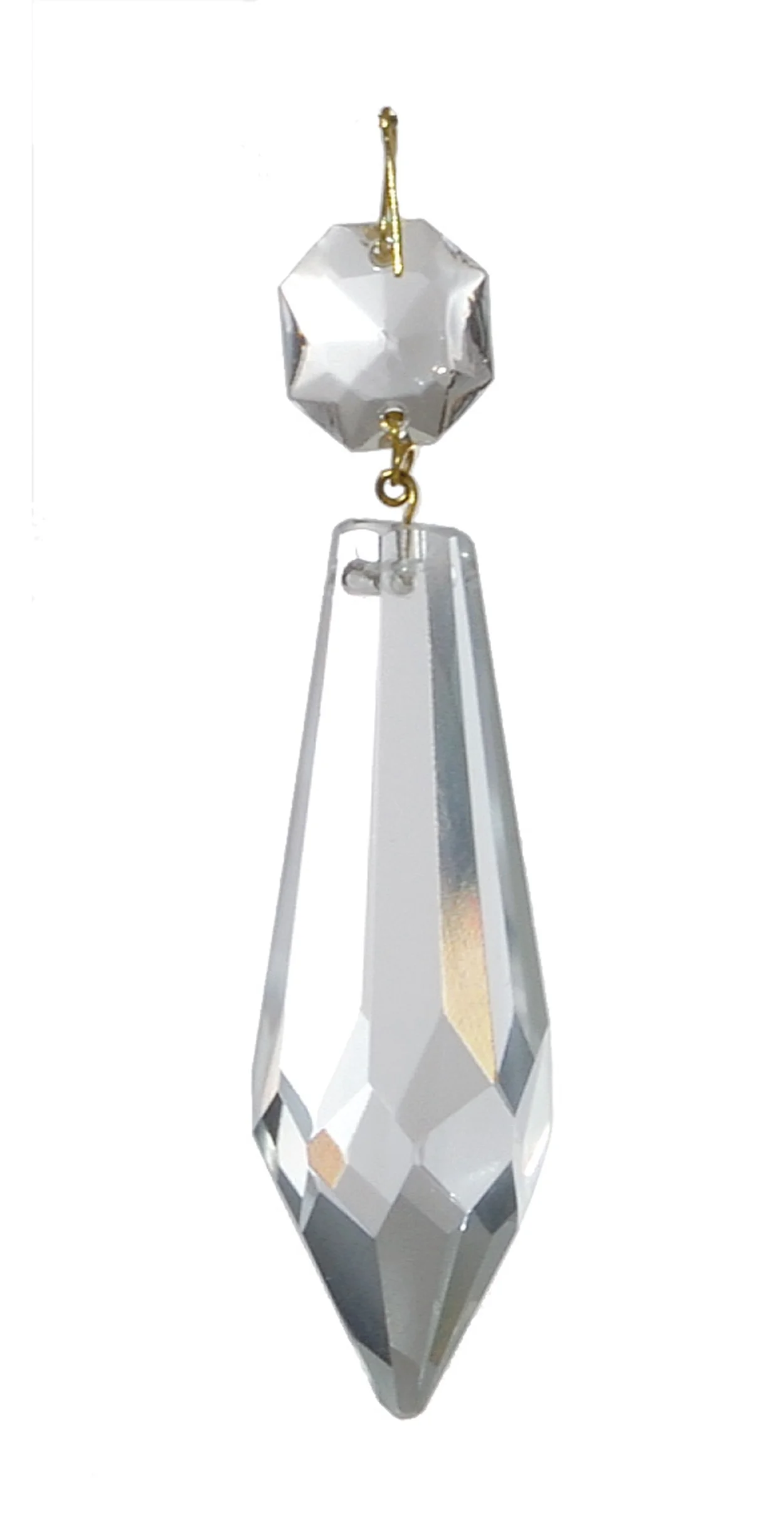 B&P Lamp BrilliantCut 5 Inch (125MM) Prism, Spear Cut, Crystal, Nickel Pin