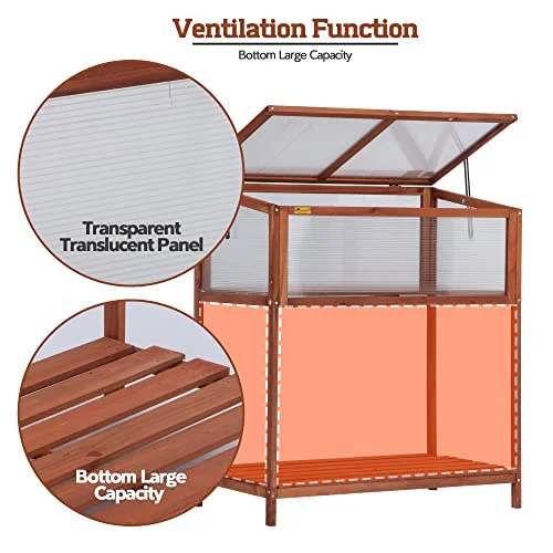 BIGTREE Wooden Cold Frame Garden Nursery Vented Greenhouse Portable Mini Greenhouse Cabinet with Detachable Shelf for Indoor/Outdoor Patio Balcony Garden Backyard (Style 8)