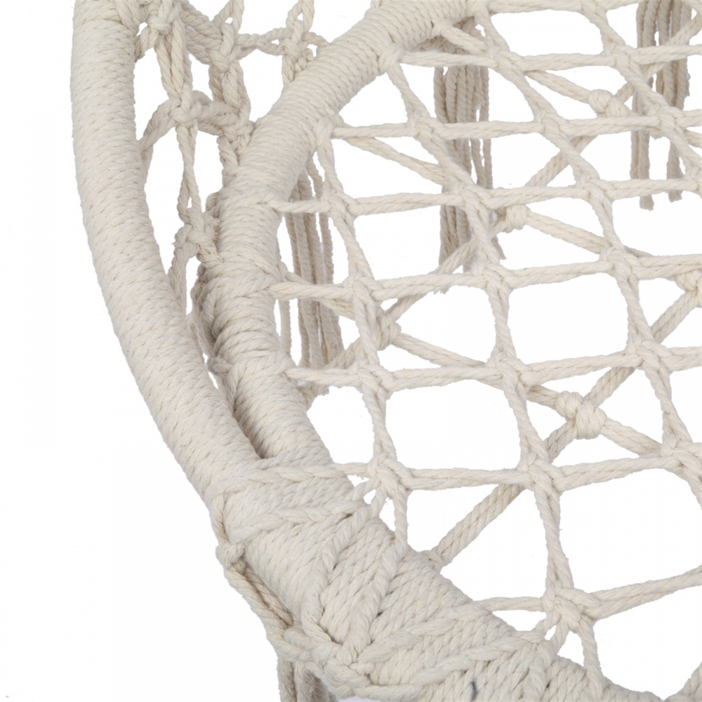 Yahaolhgd sling hanging chair hammock chair round tassel cotton beige