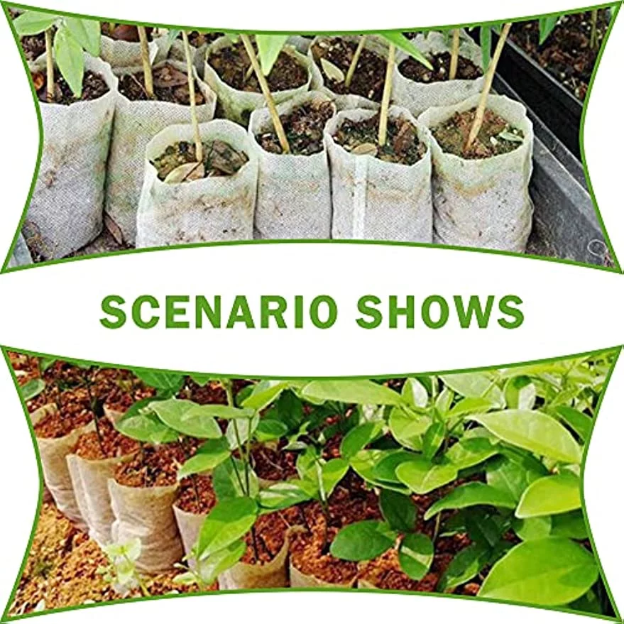 Seedling Plant Grow Bags, Biodegradable Non-Woven Nursery Fabric Seeding Starting Fiber Soil Transplant Pouches, Home Garden Supply - 12 x15 cm (Pack of 60 Pcs)
