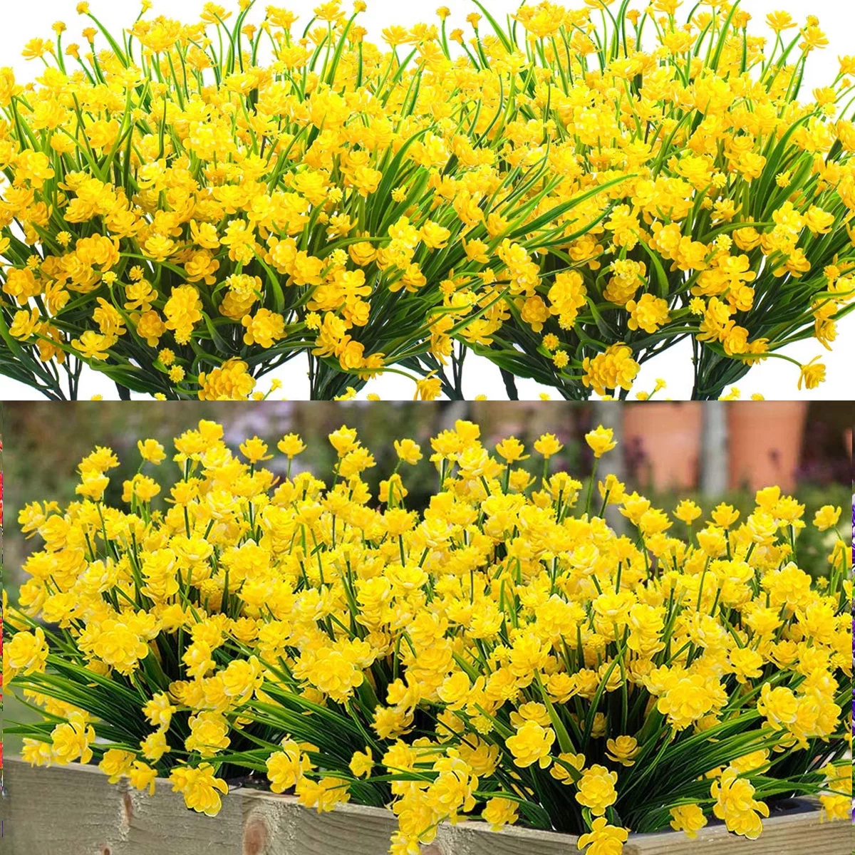 6 Pcs Artificial Flowers for Outdoors Decoration UV Resistant Fake Flowers Greenery Shrubs Plants Fake Daffodil Flowers for Home Hanging Planter Garden Décor(Yellow)
