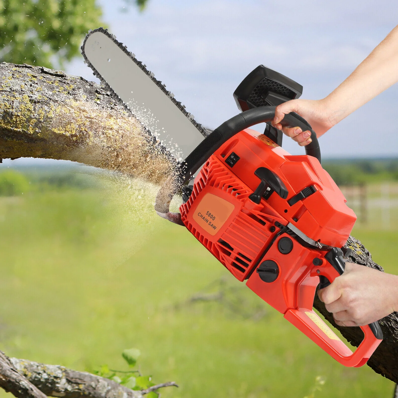 58CC 20inch Gas Chainsaw 2 Stroke Gasoline Powered Chain Saws Cutting Wood
