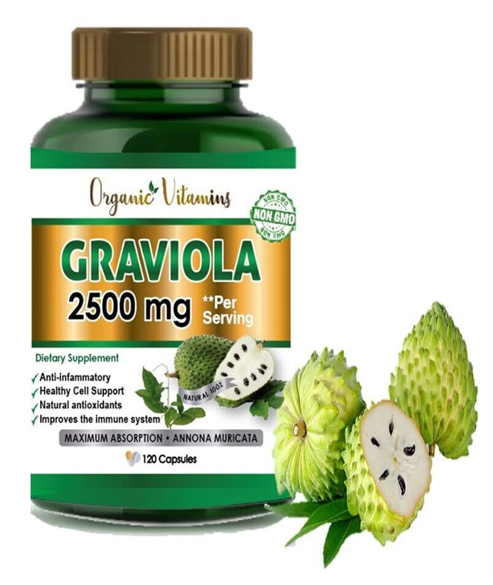 Graviola Capsules Pure Natural Soursop 2500mg -120 Capsules