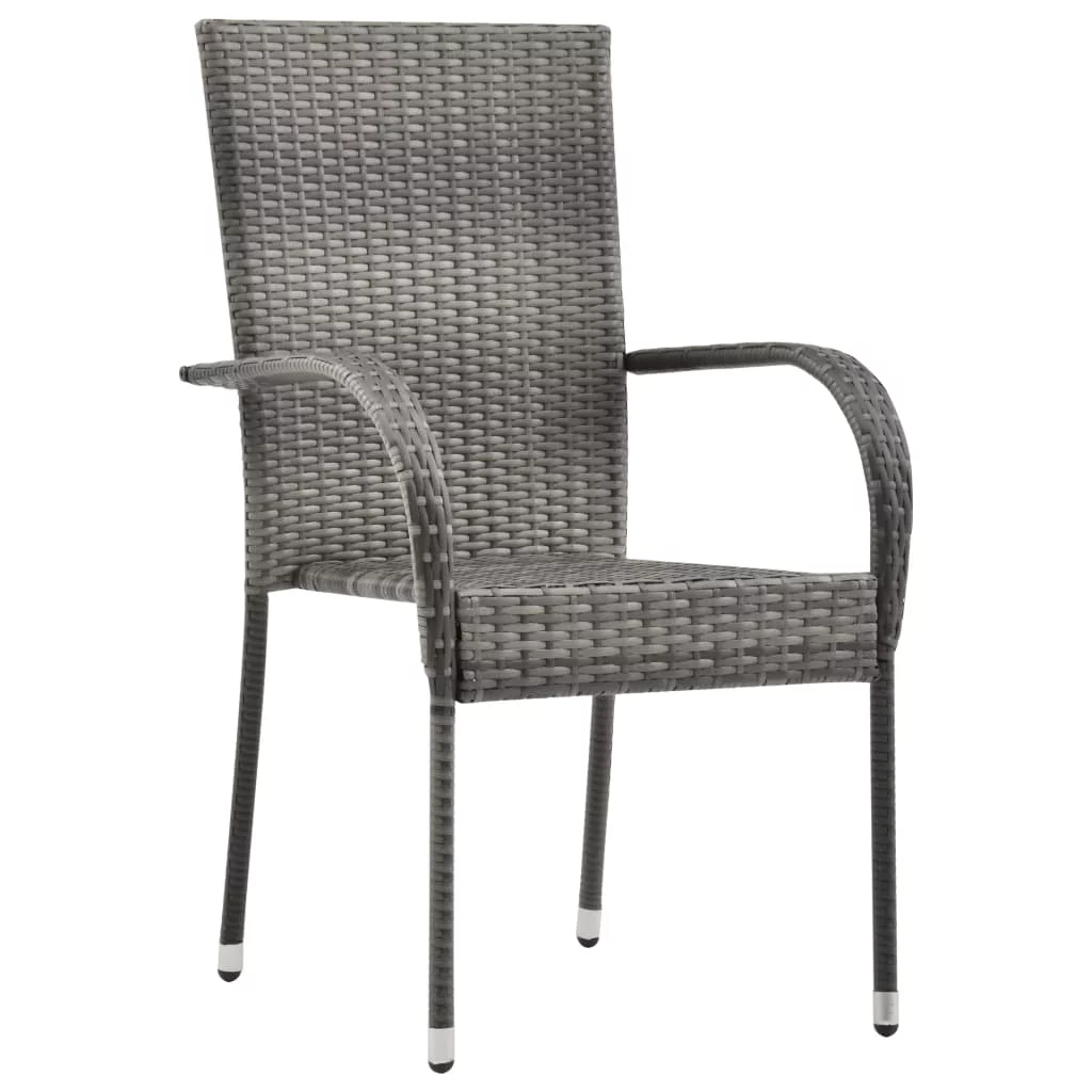 Andoer Stackable Outdoor Chairs 2 pcs Gray Poly Rattan