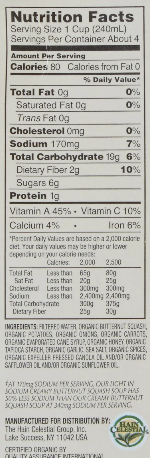 IMAGINE FOODS Organic Creamy Butternut Squash Soup Low Sodium, 32 FZ