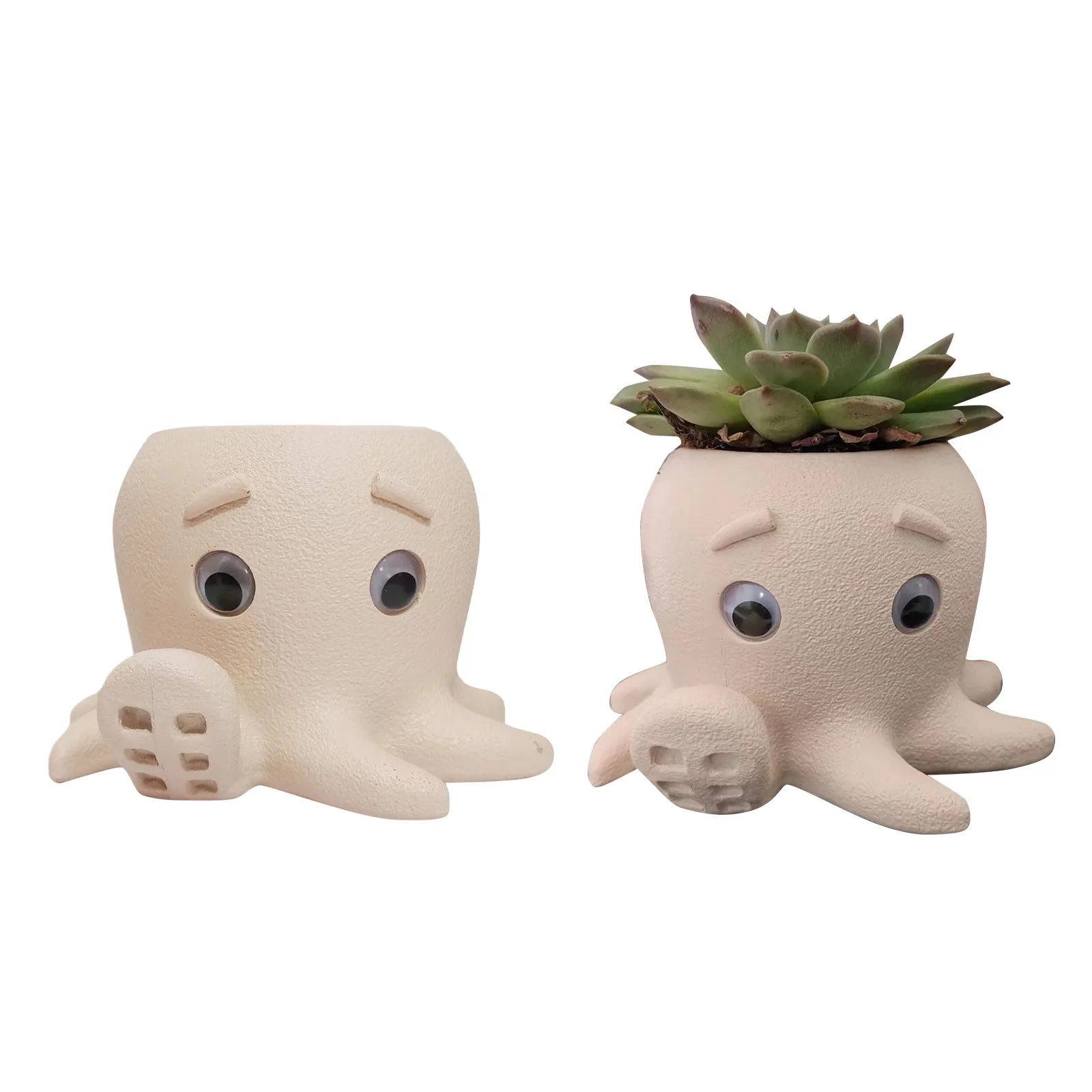 VARDIENK Orders Placed By Me Cute Pot Resin Head Planter With Hole Funny Face Small Succulent Flower Pot For Indoor Outdoor Unique Lovers Gift