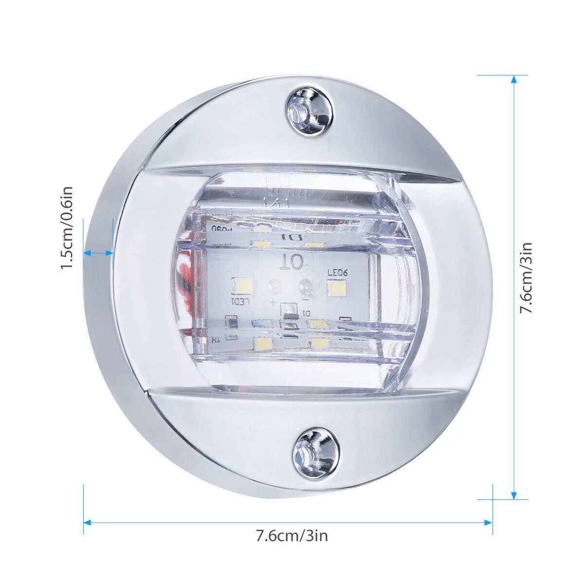 2X Round Marine Boat LED Courtesy Lights Cabin Deck Stern Navigation Light White