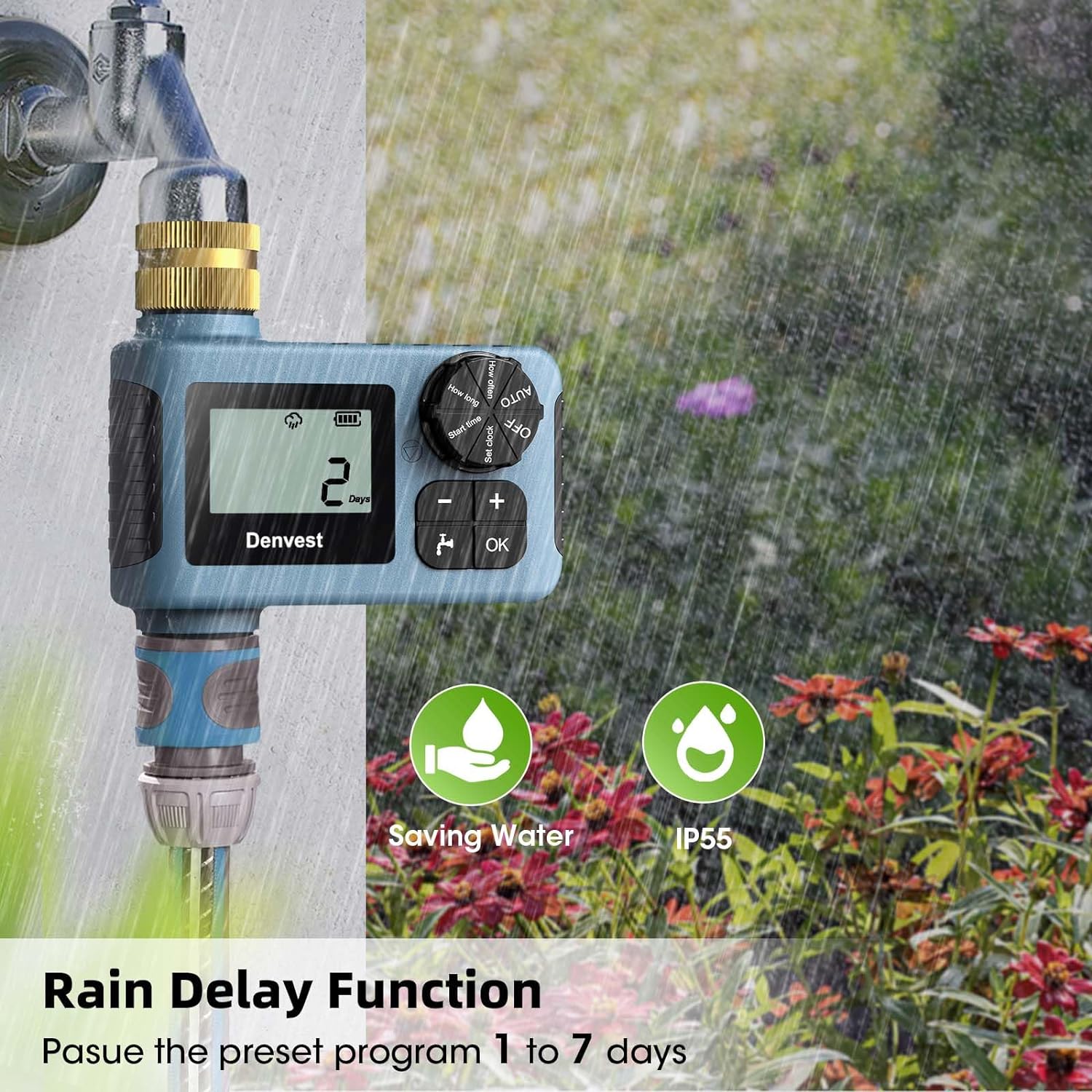 Hose Timer  Water Timer for Garden Hose Faucet  Sprinkler Timer Outdoor  Irrigation Timer with Rain Delay/Manual for Garden/Outdoor Hose  Yard  Lawns  1 Outlet