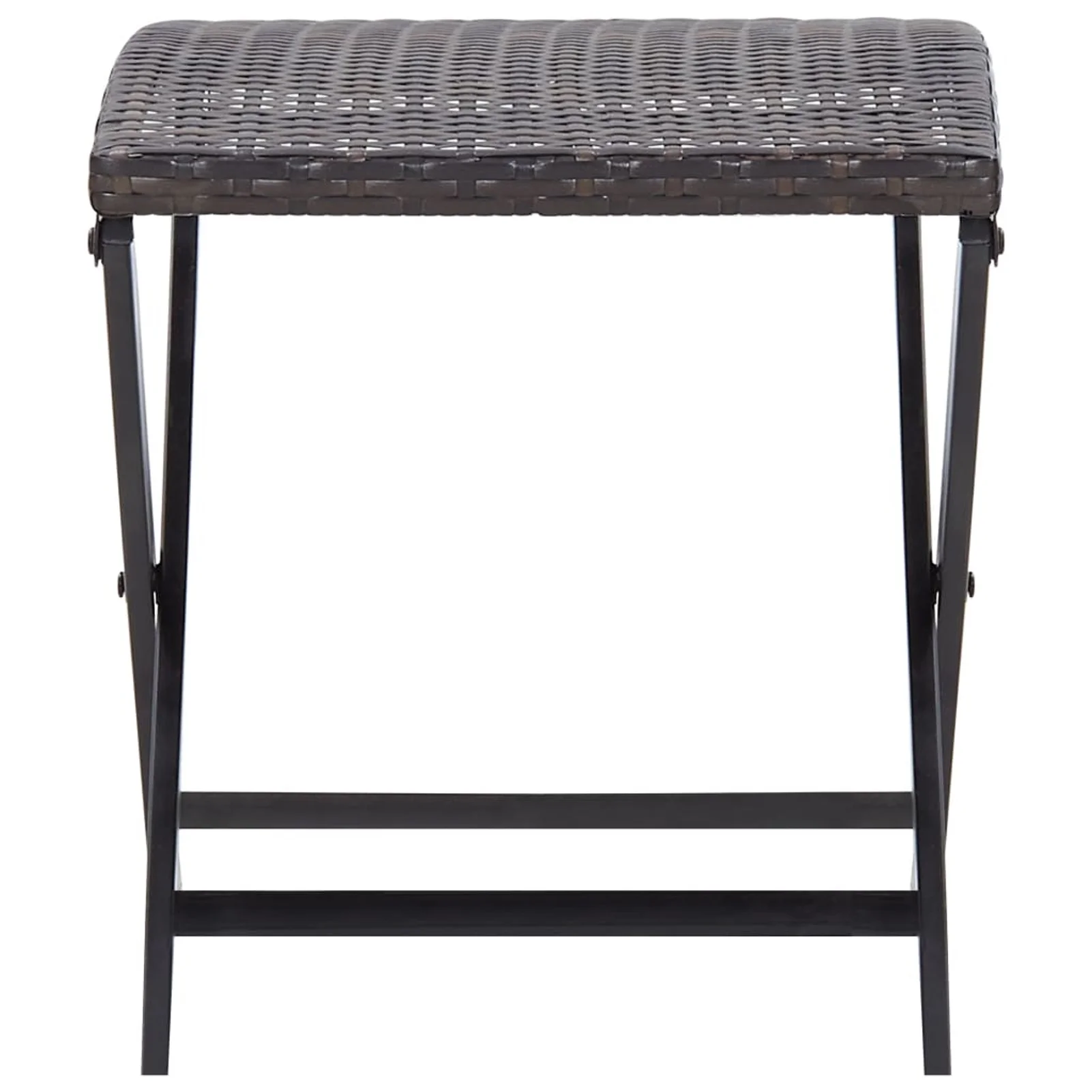 Anself Folding Stool Poly Rattan Brown  Stool Chair Steel Frame for Garden, Lawn, Courtyard 17.3 x 17.3 x 15.7 Inches (L x W x H)