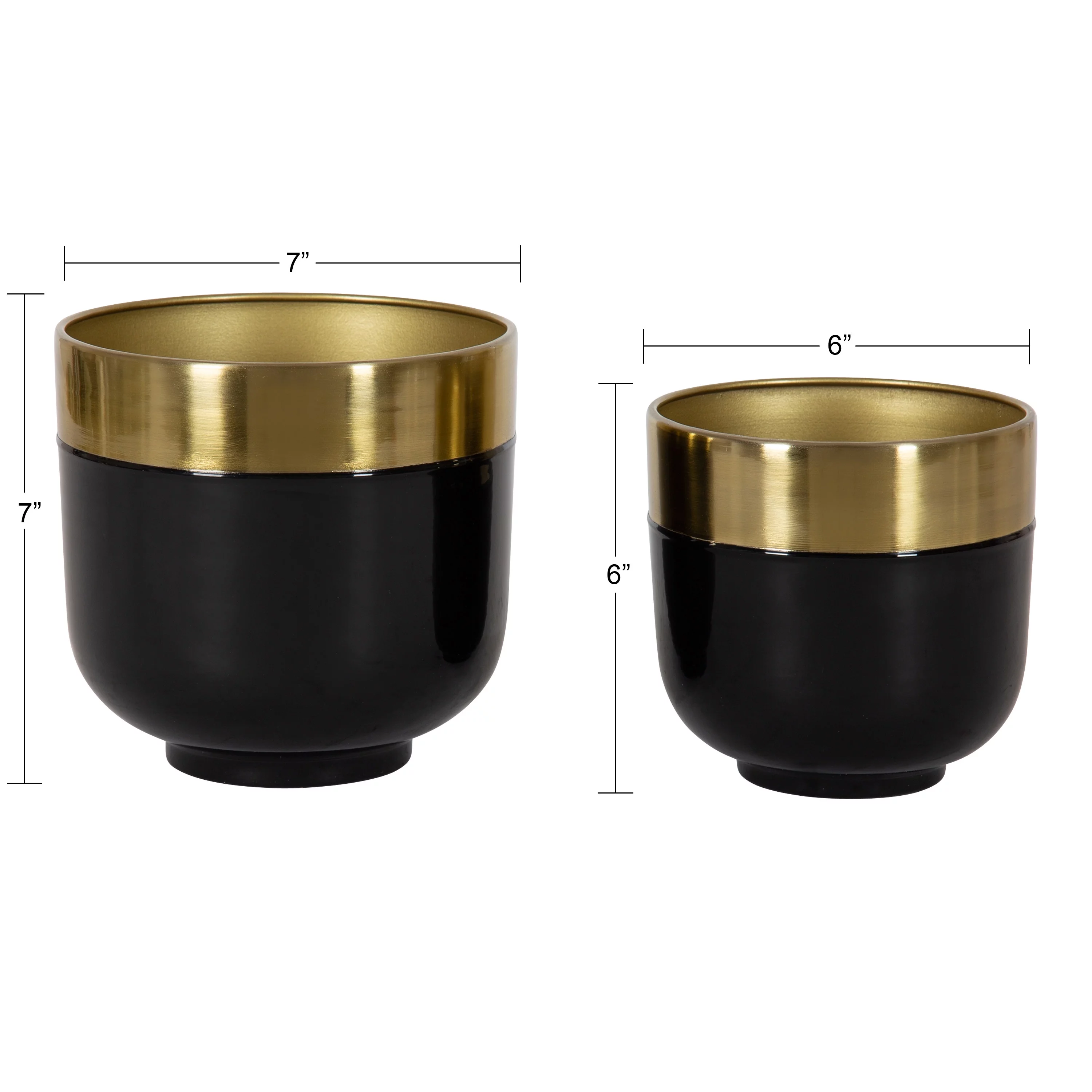 Kate and Laurel Miley Modern Indoor Planter, Set of 2, Gold and Black, Decorative Plant Pots for Indoor Display
