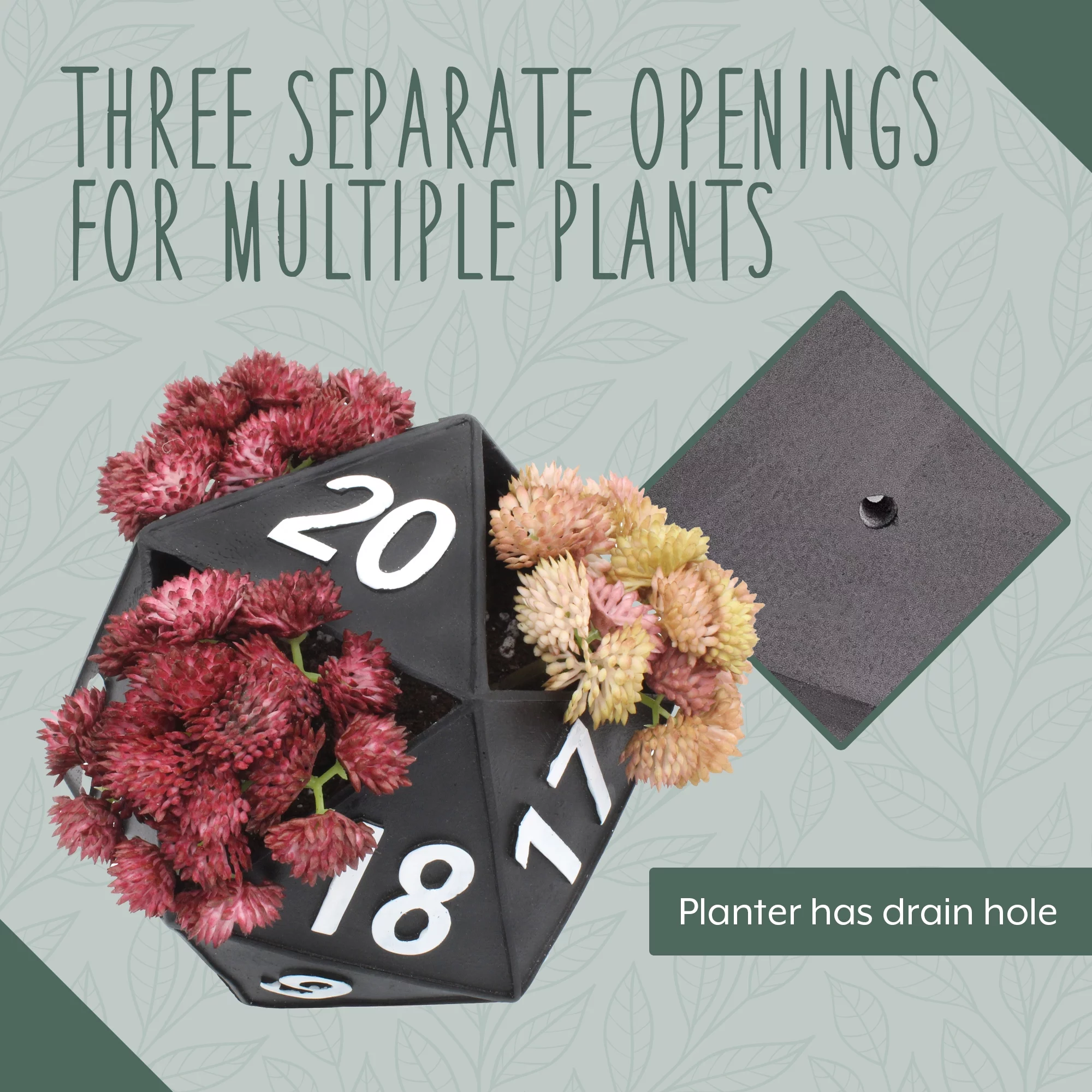 Esterno 20-Sided Dice Planter Pot; D20 Shaped Gardening Container