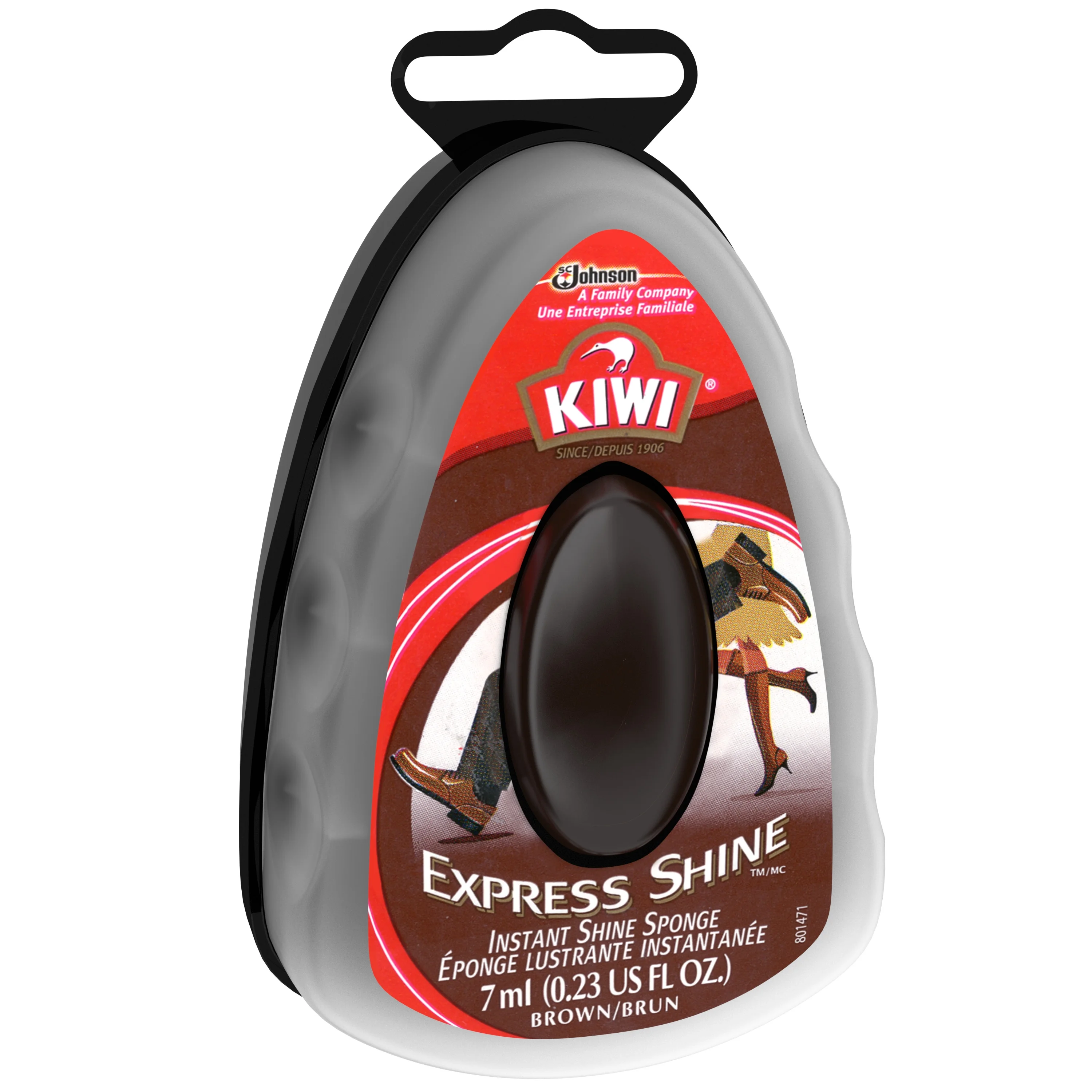 KIWI Express Shine Sponge, Brown, 0.23 oz (1 Sponge)