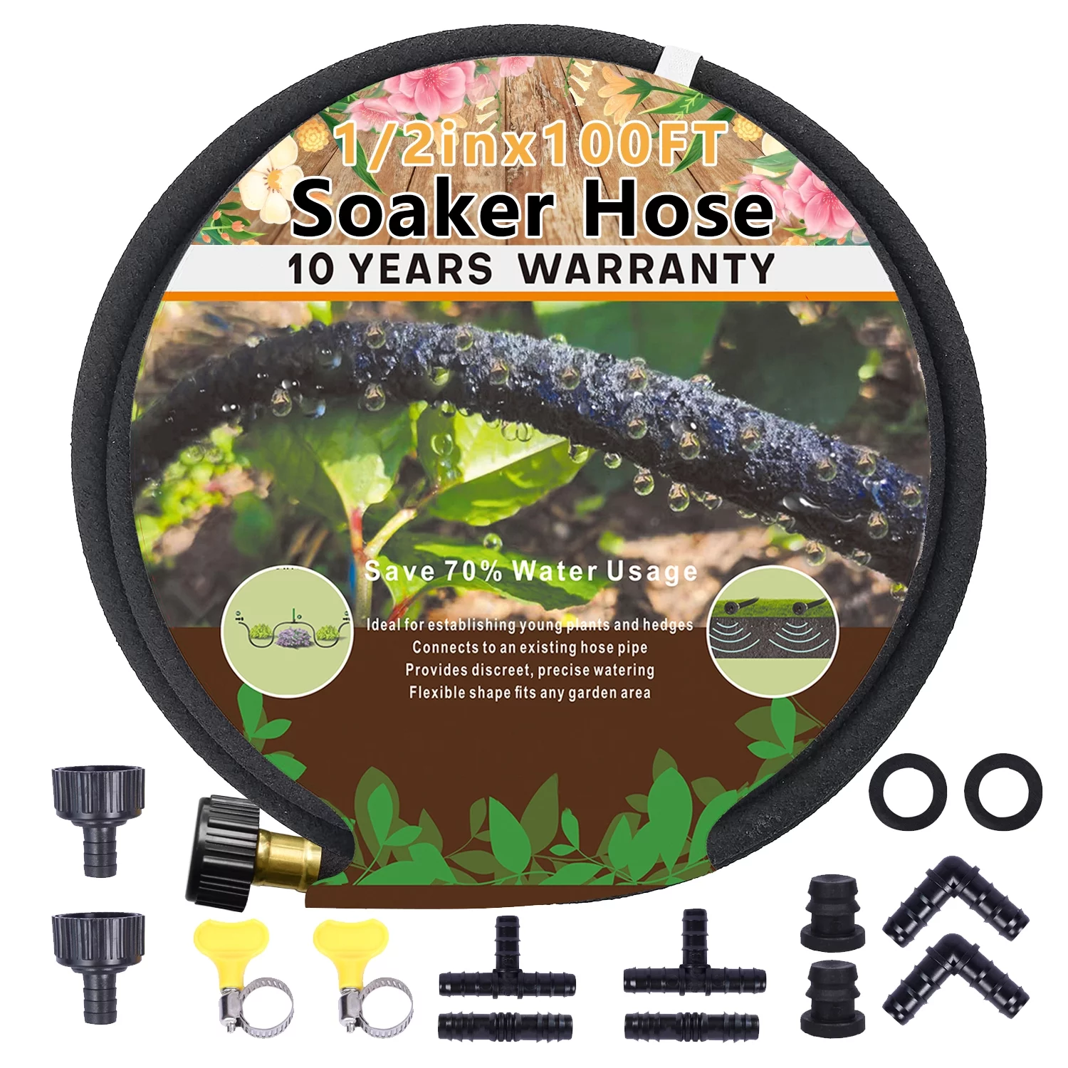 Soaker Hose 100 Ft for Garden Beds, Soaker Hose for Watering Irrigation, Heavy Duty Garden hose Soaker Hoses  Drip Hoses for Garden - Drip Hose Irrigation