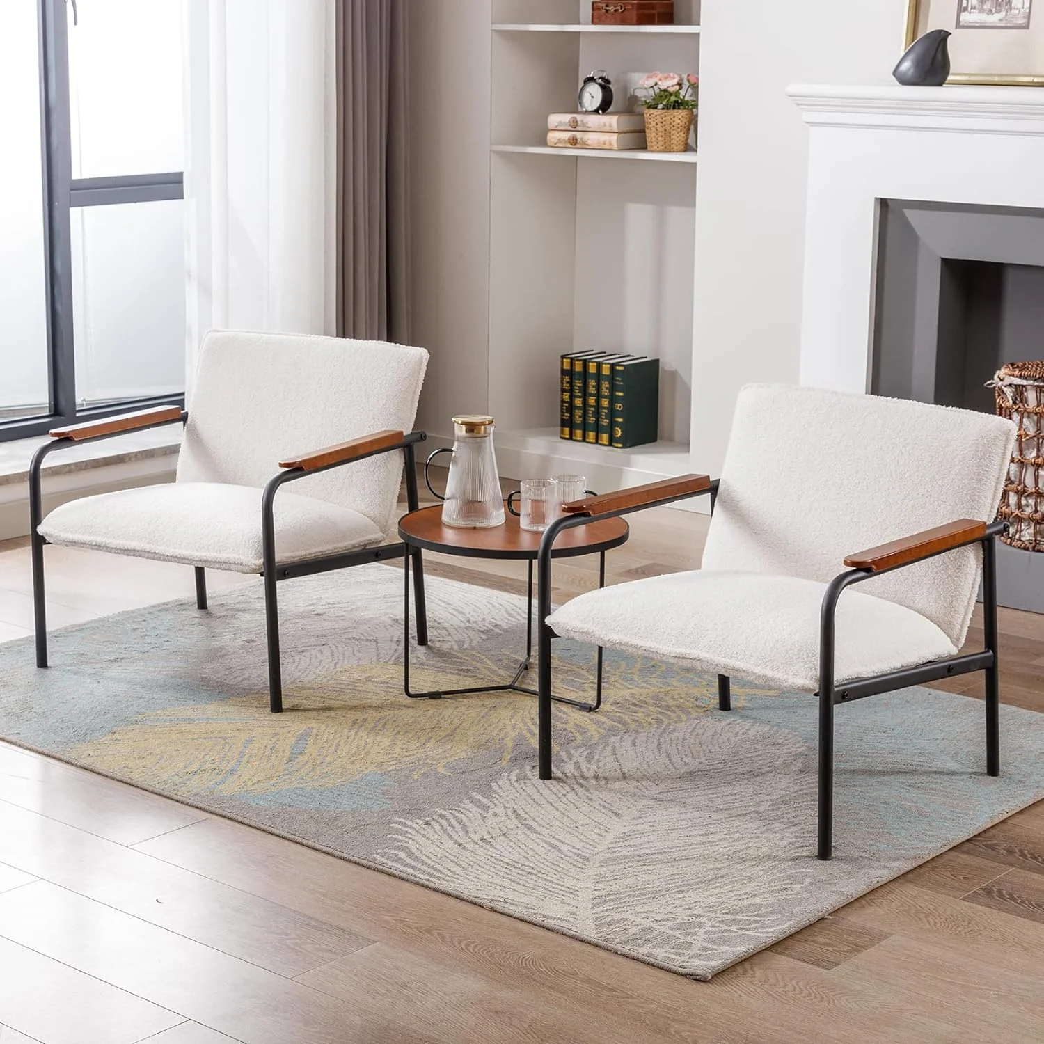 HBROLJF Rocking Chair  Mid Century Upholstered Glider Rocker Armchair with Metal Base PU Leather Nursery Glider Chair with Wooden Grips  Room Bedroom  Brown