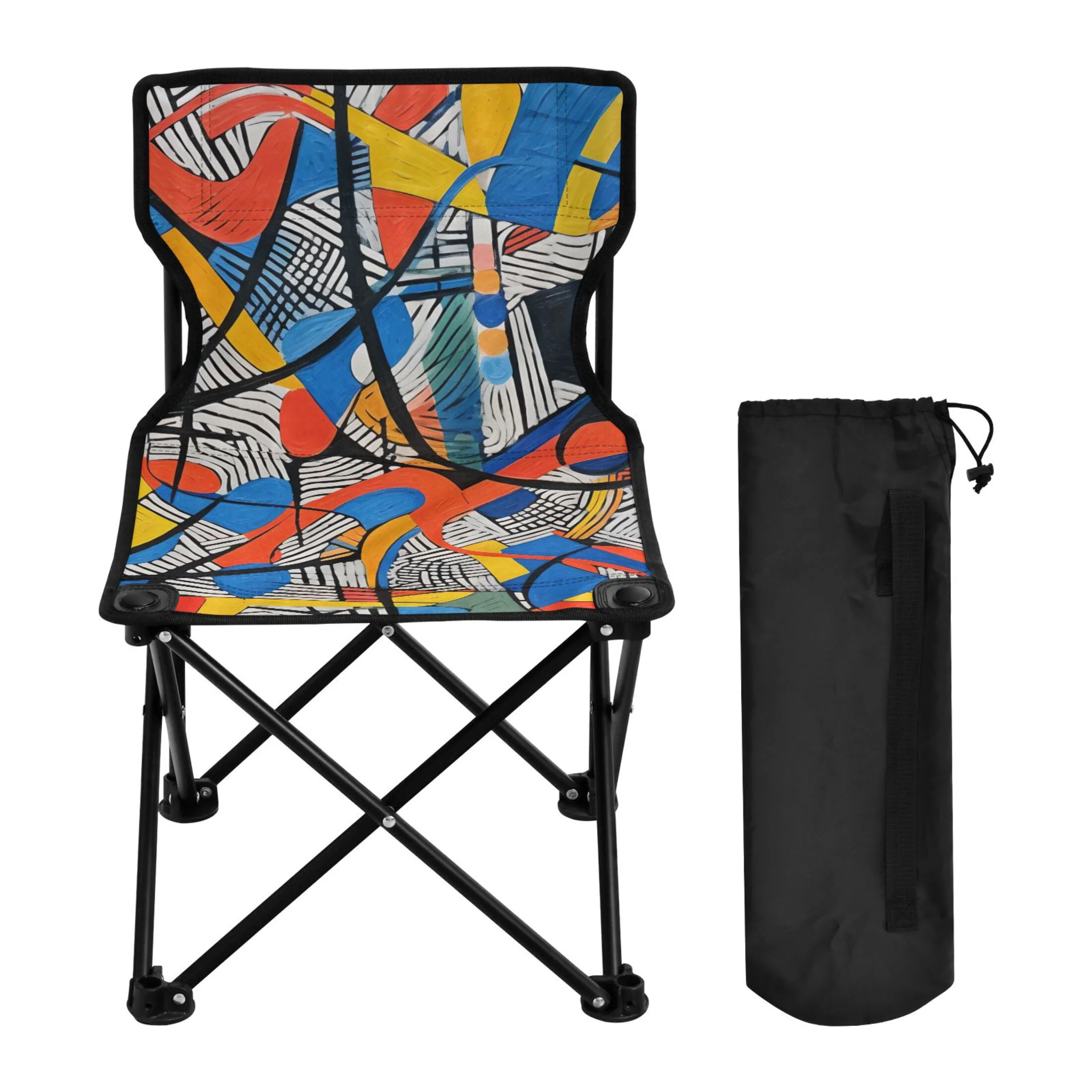 Colorful Abstract Pattern Portable Camping Chair Outdoor Folding Beach Chair Fishing Chair Lawn Chair with Carry Bag Support to 220LBS