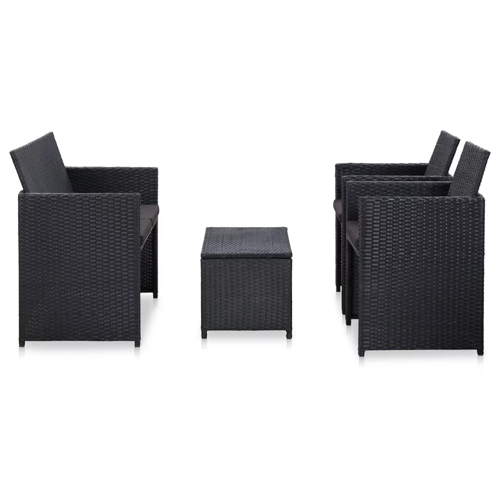 Anself 4 Piece Patio Set with Cushions Poly Rattan Black