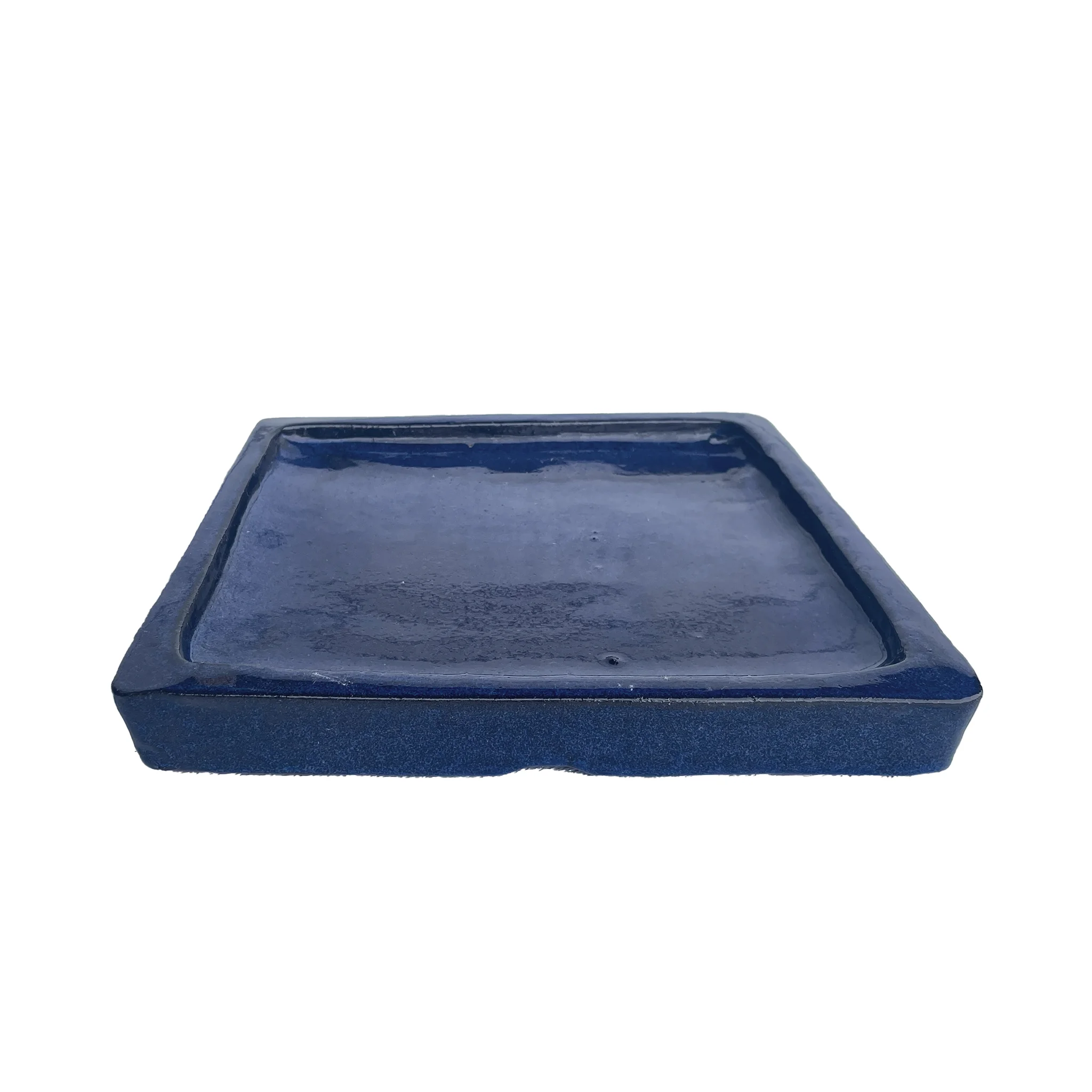 Square Ceramic Saucer | High-Fired, Dark Blue, Durable & Elegant | Planter Runoff Collector |8