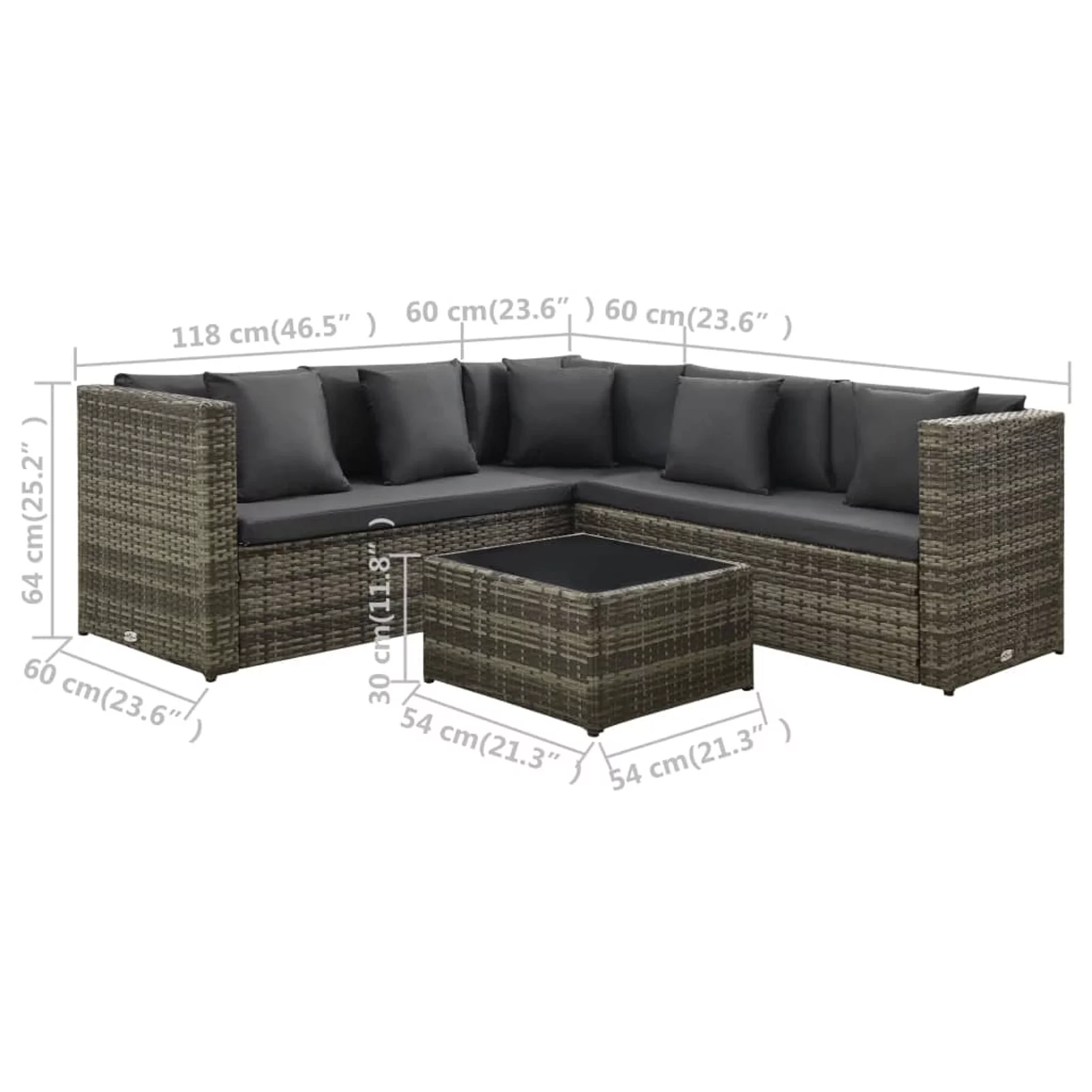 Andoer parcel,Poly Rattan Coffee Table Set With Cushions Set Lazy4 Piece LazyFurniture Sofa WithSofa Conversation SetPatioSofa Set Furniture Set 4 Barash
