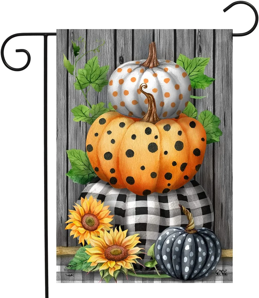 Patterned Pumpkin Stack Fall Garden Flag Sunflowers Autumn
